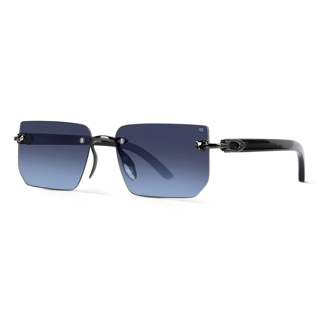 Fred Blue Rimless Rectangle Sunglasses - Image 5