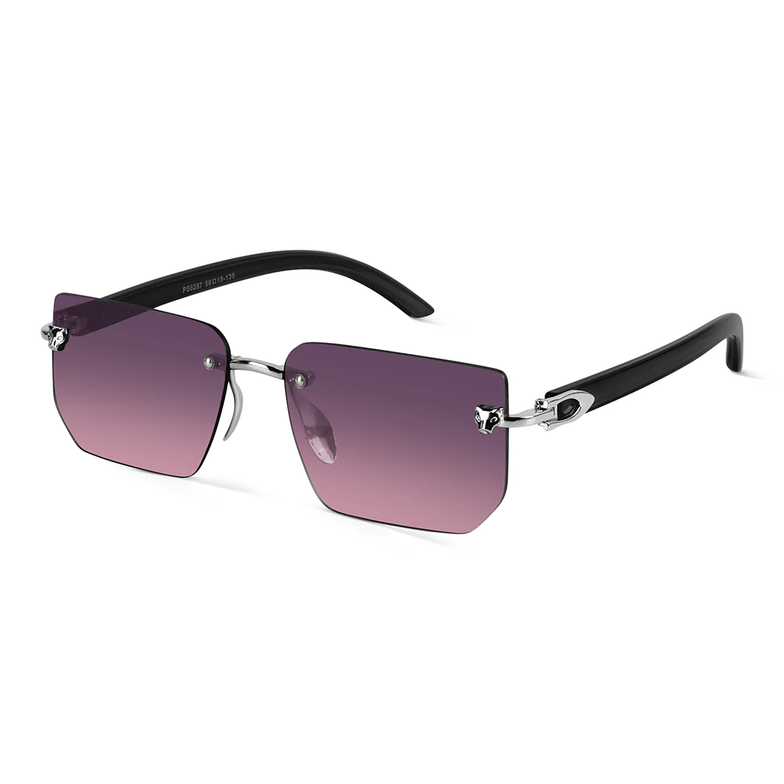 Fred Blue Rimless Rectangle Sunglasses - Image 6