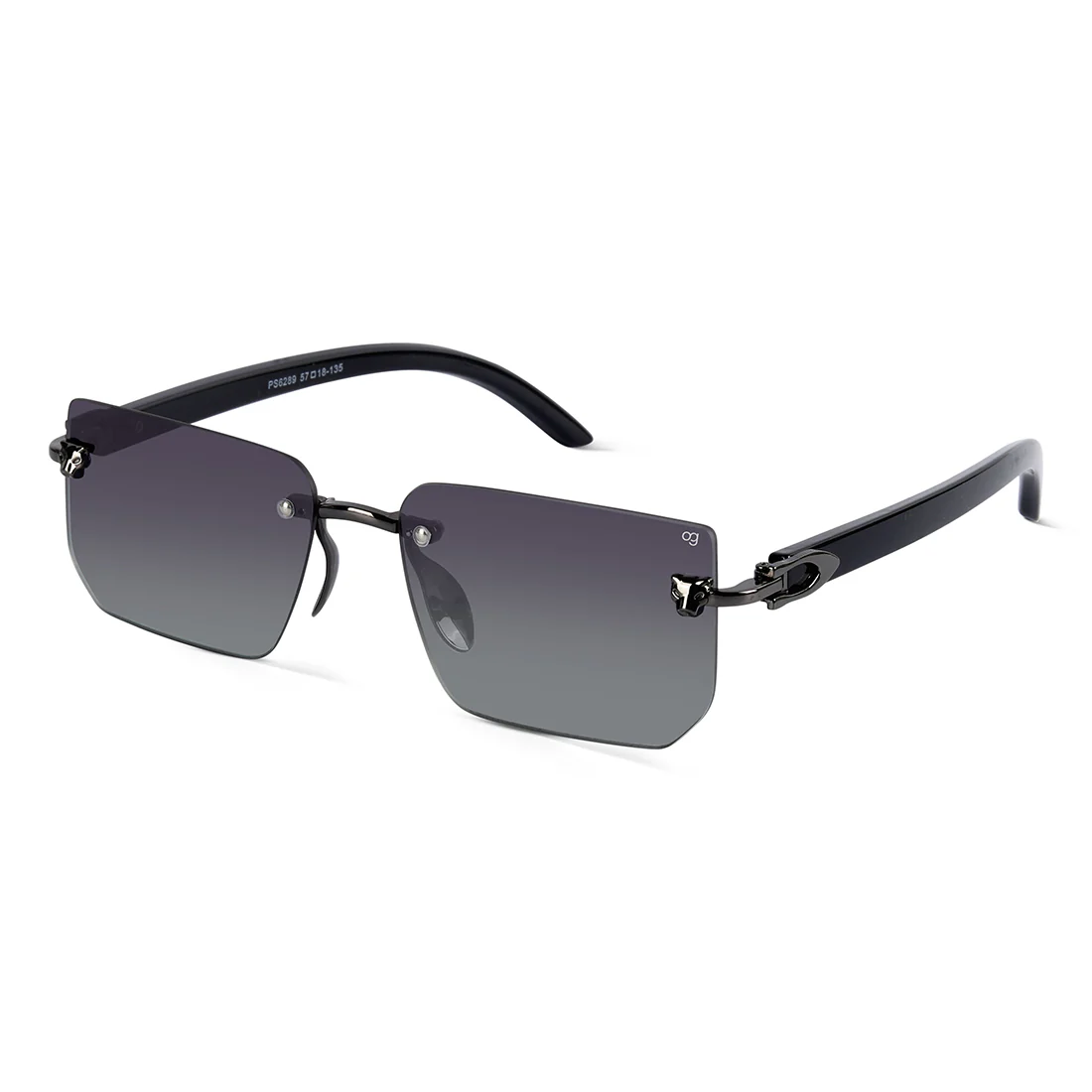 Fred Blue Rimless Rectangle Sunglasses - Image 7