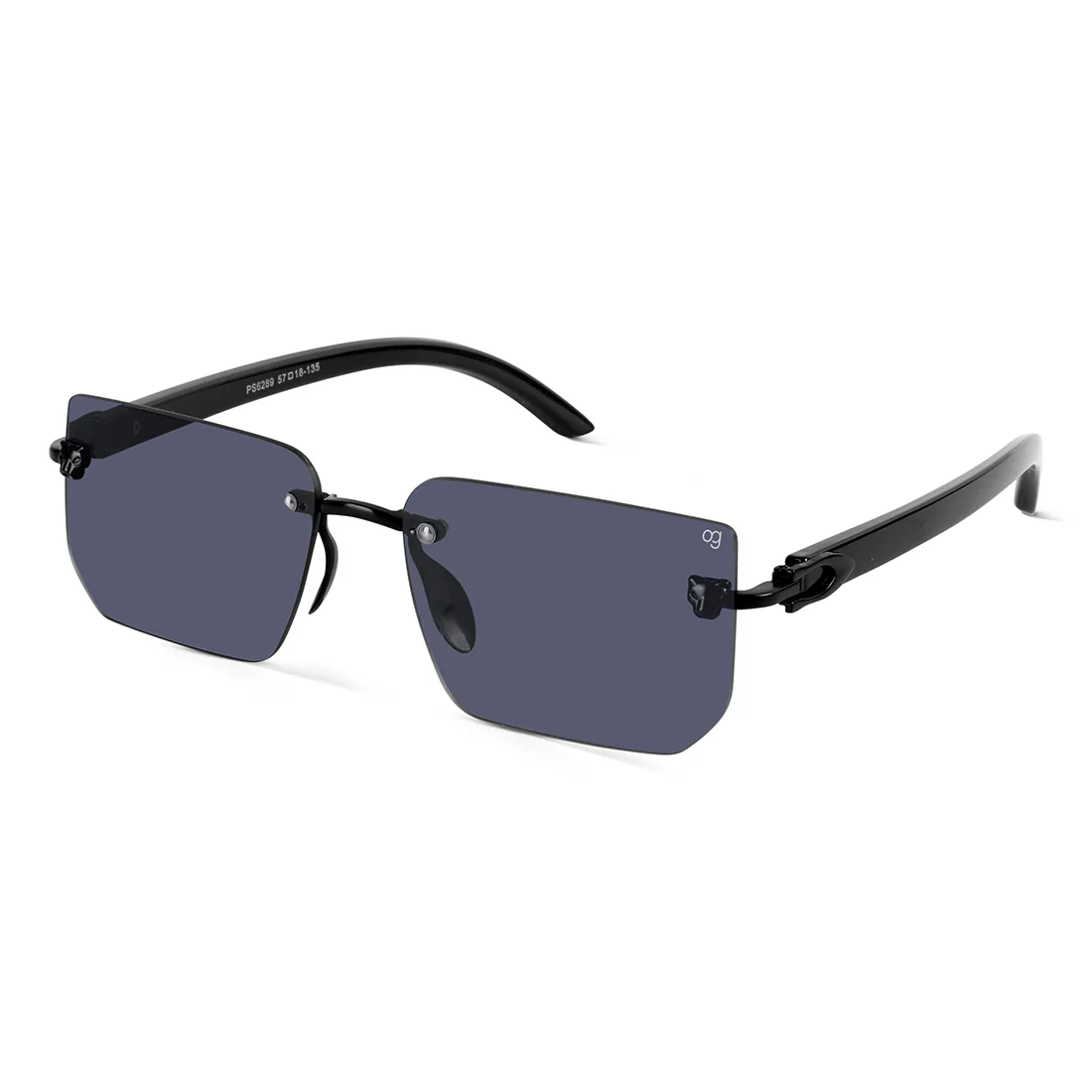 Fred Blue Rimless Rectangle Sunglasses - Image 9
