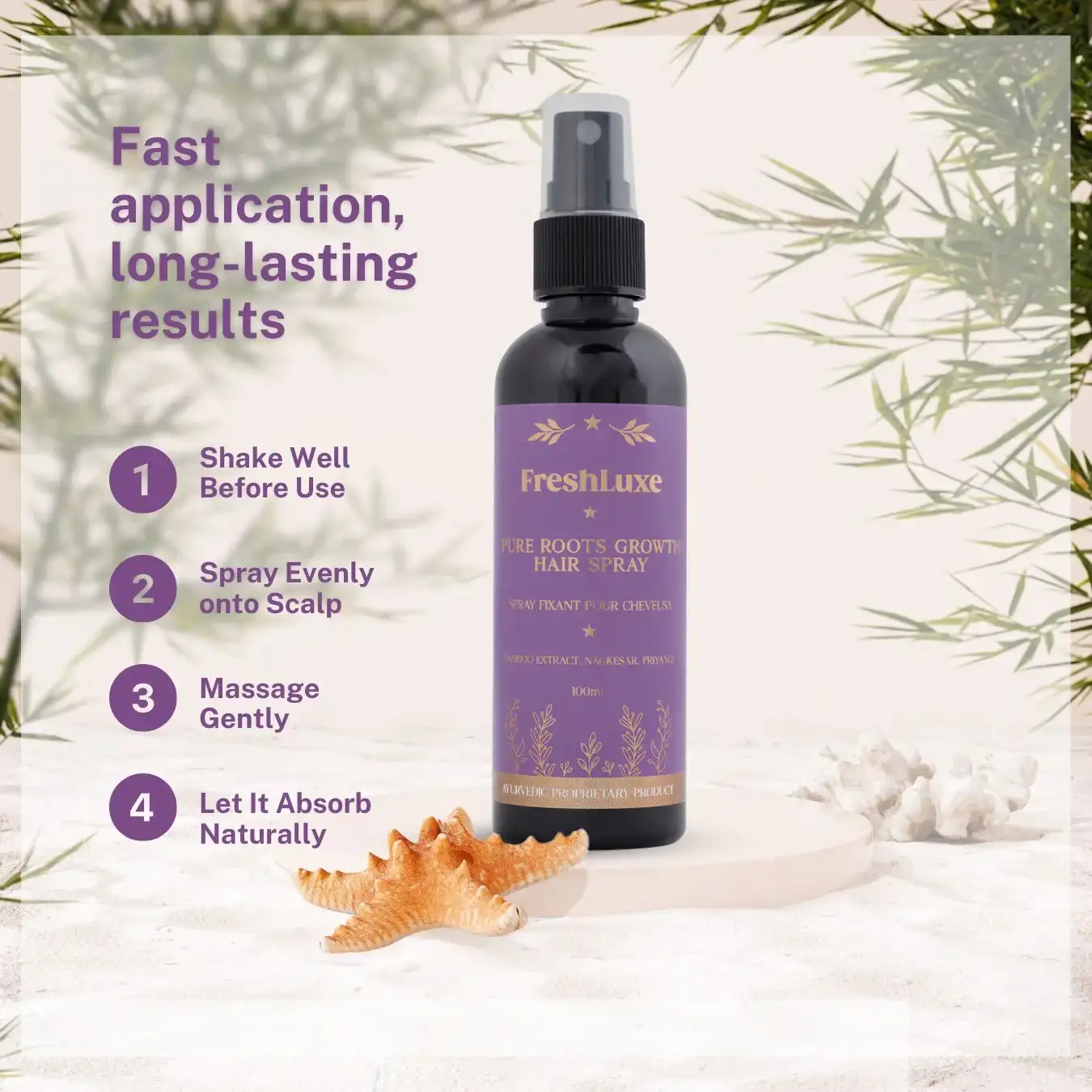 FreshLuxe Hair Growth Spray | Bamboo & Herbal Blend for Strong, Healthy & Shiny Hair | 100 ml