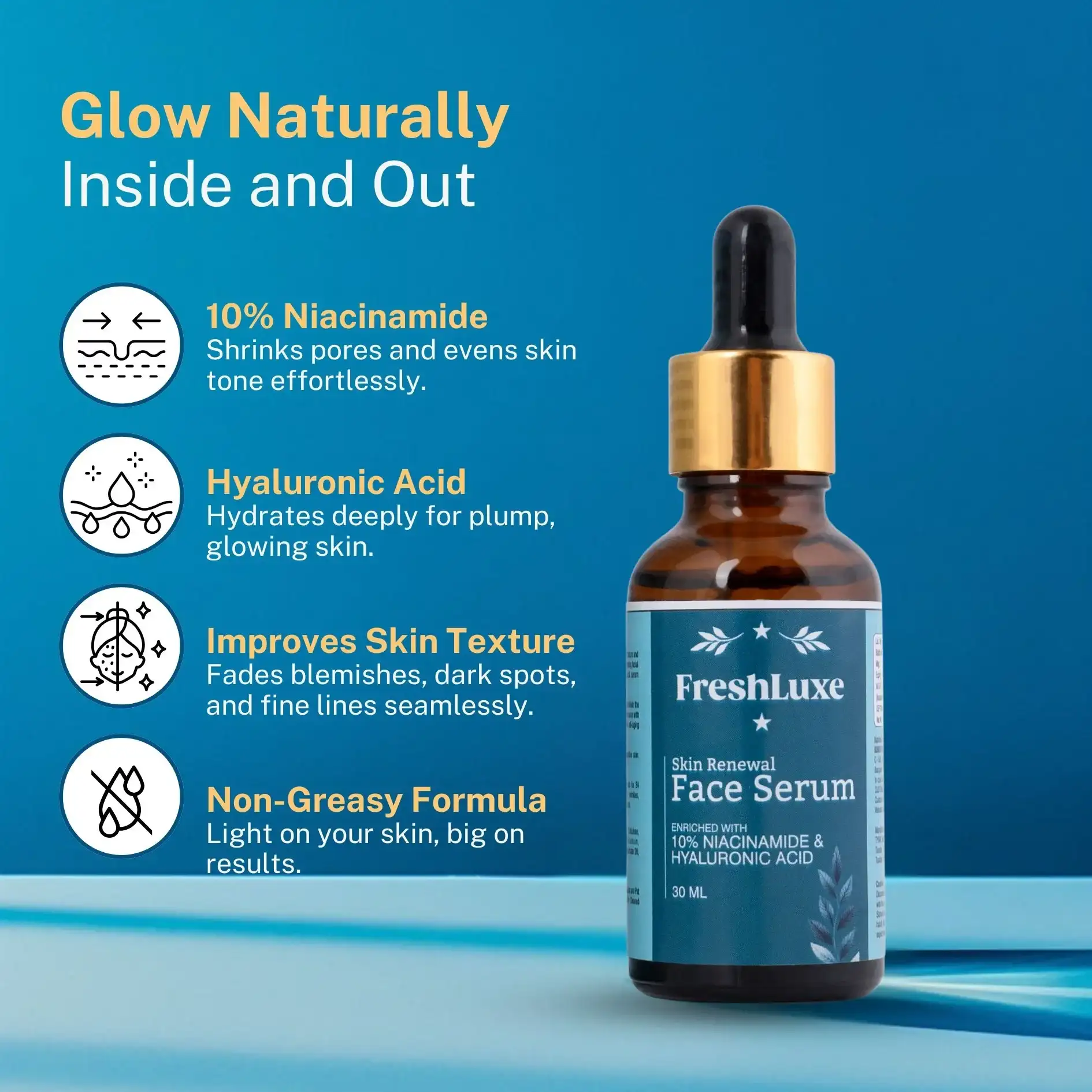 FreshLuxe Niacinamide Face Serum |  Reduces Pores, Fine Lines & Dark Spots for Radiant Skin | 30 ml - Image 5