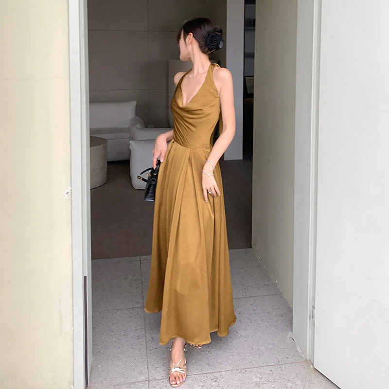 Freya Satin Halter Dress - Image 3