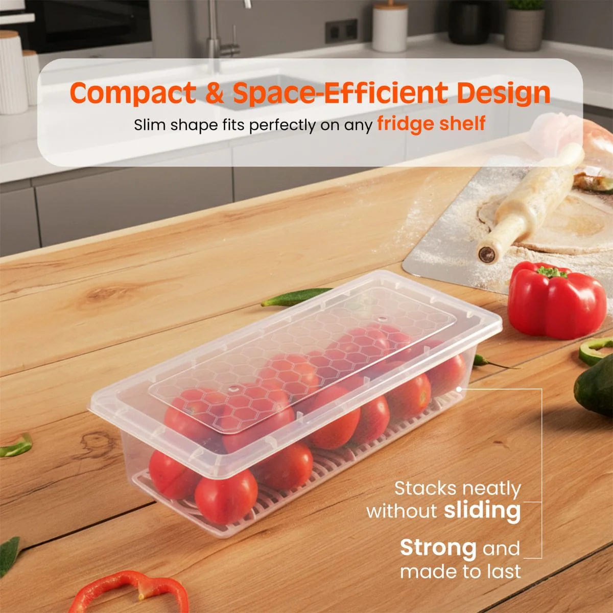 Fridge Storage Containers with Drain Plate - Image 3