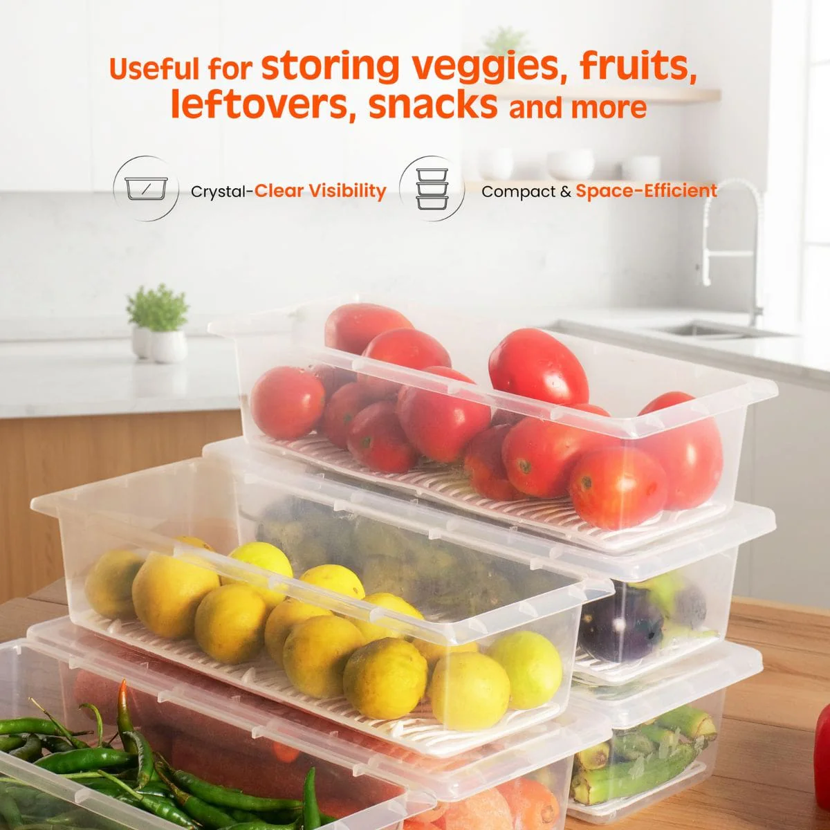 Fridge Storage Containers with Drain Plate - Image 4