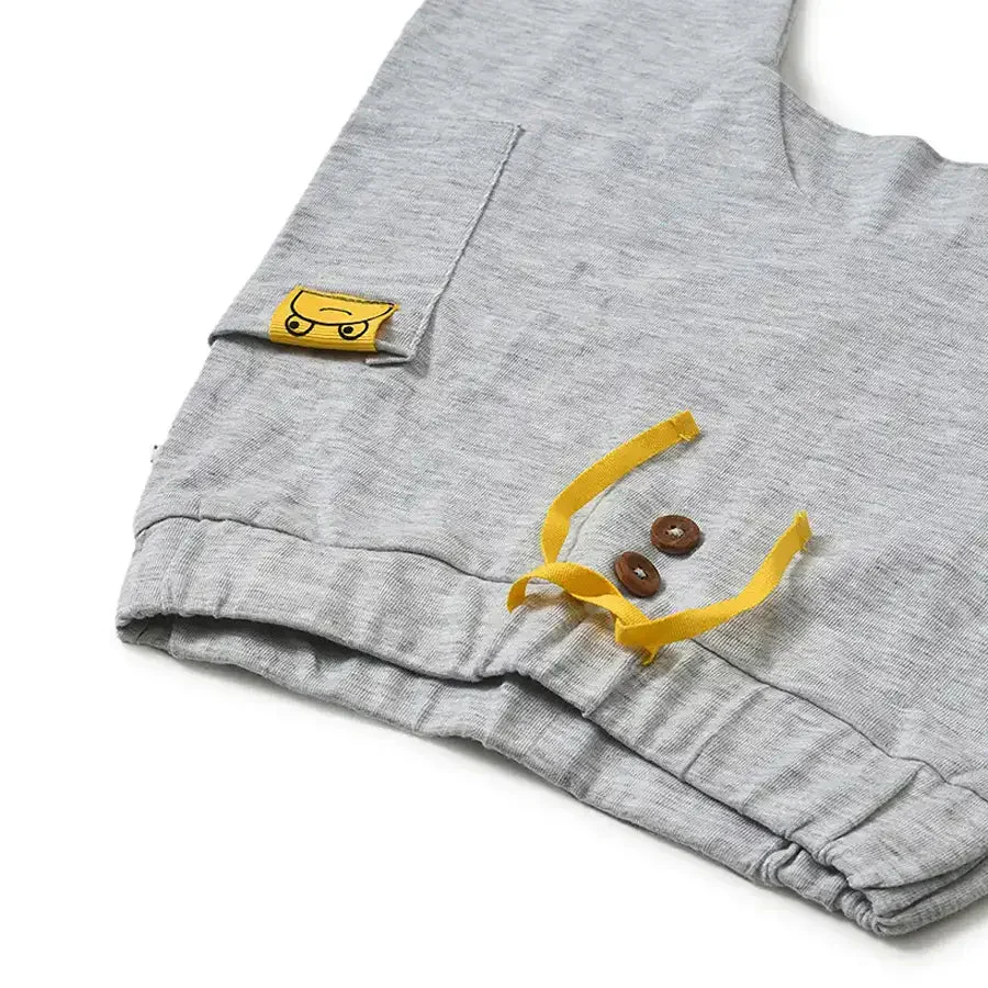 Frog Face Print Front Open Vest & Pyjama Set - Image 13
