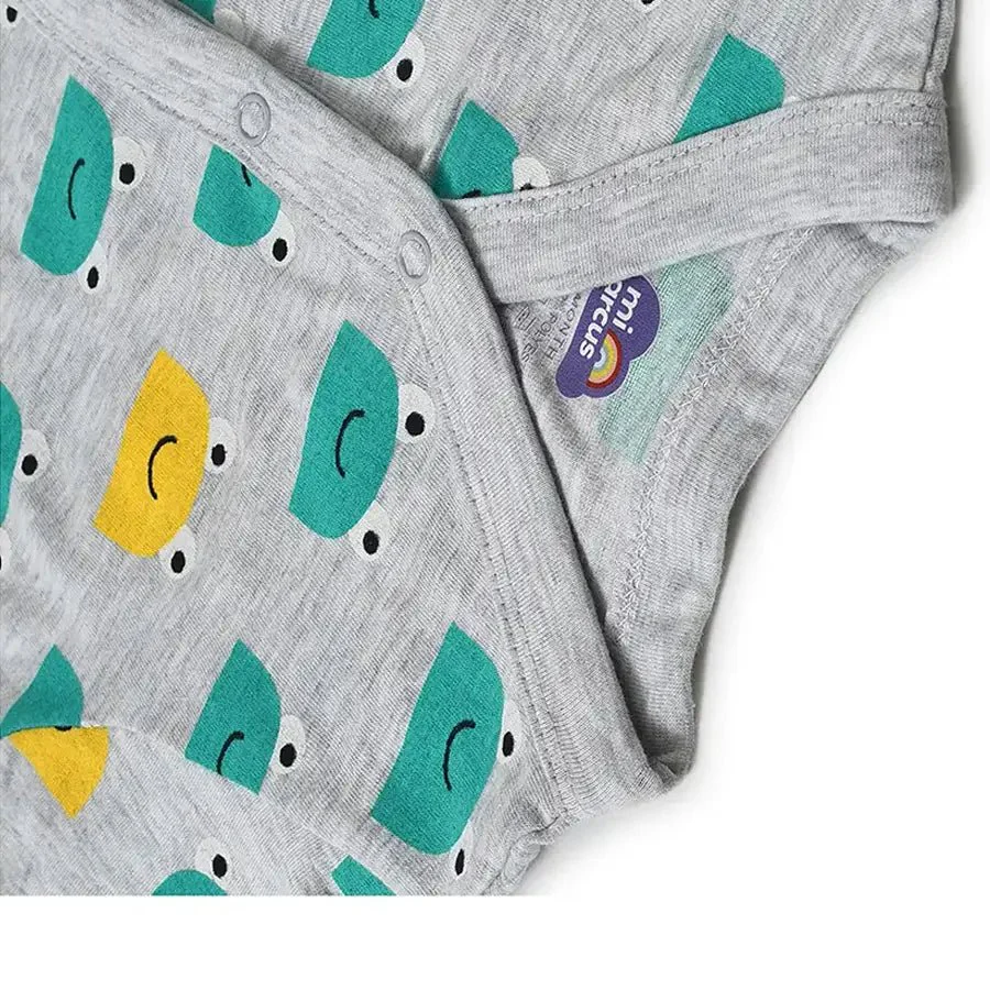 Frog Face Print Front Open Vest & Pyjama Set - Image 8