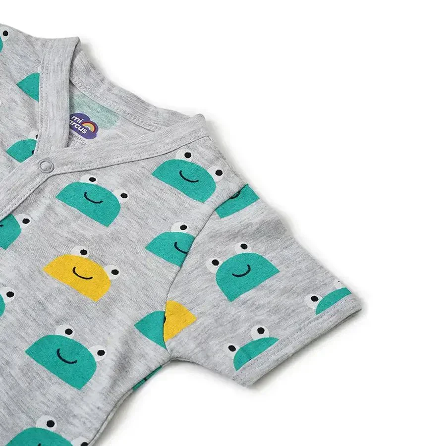Frog Face Print Front Open Vest & Pyjama Set - Image 9