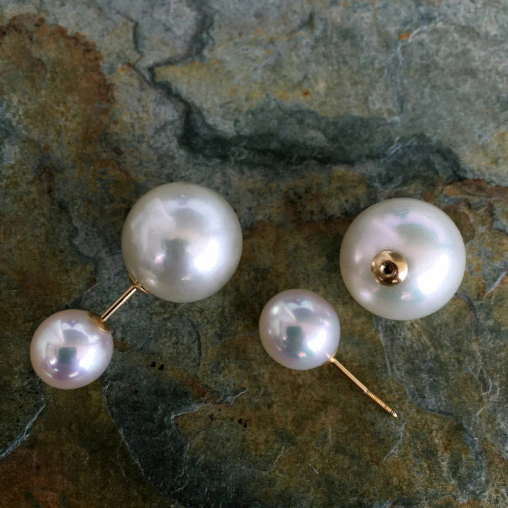 Front Back Pearl Stud Earring - Image 4