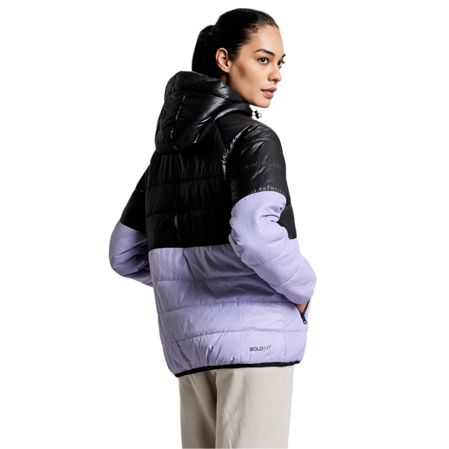 Frost Womens Puffer Jacket - Black/Purple - Image 2