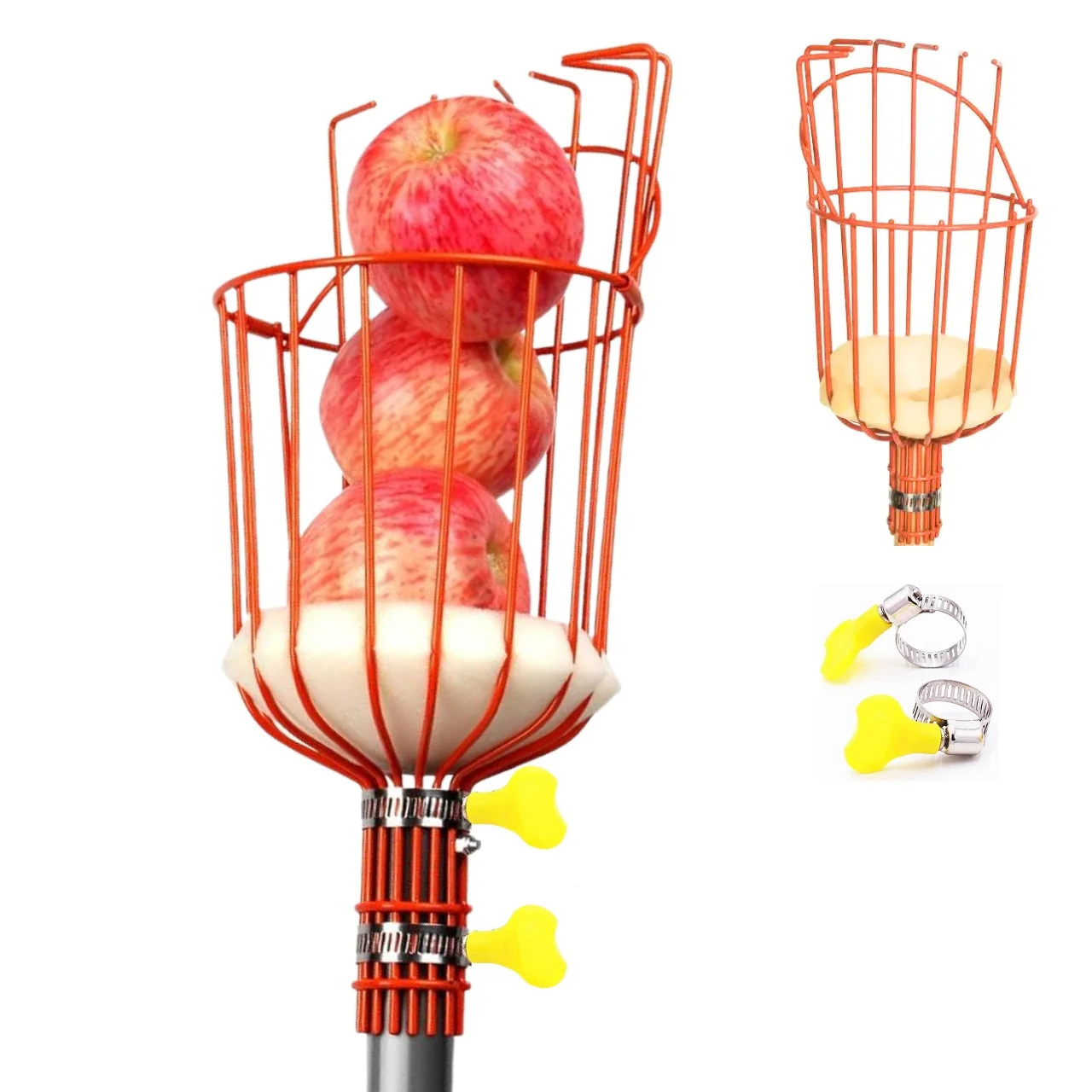 Fruit Picker Tool with Adjustable Pole Fixing Clamp