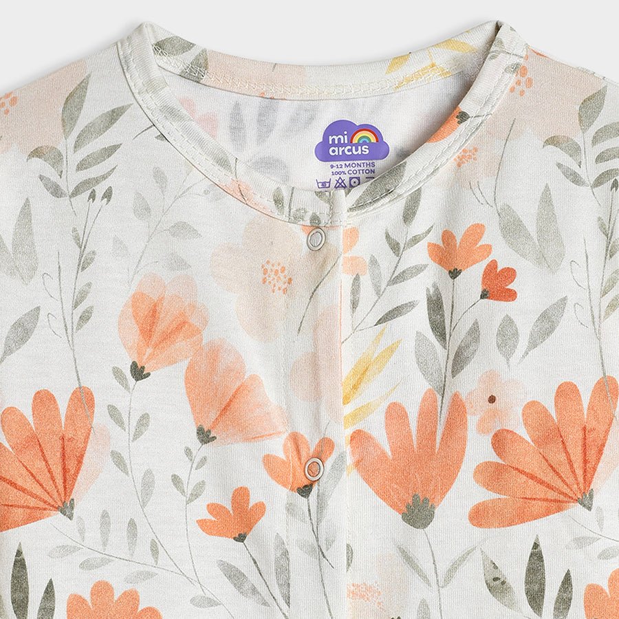 Fruits Printed Cream Sleepsuit - Image 4