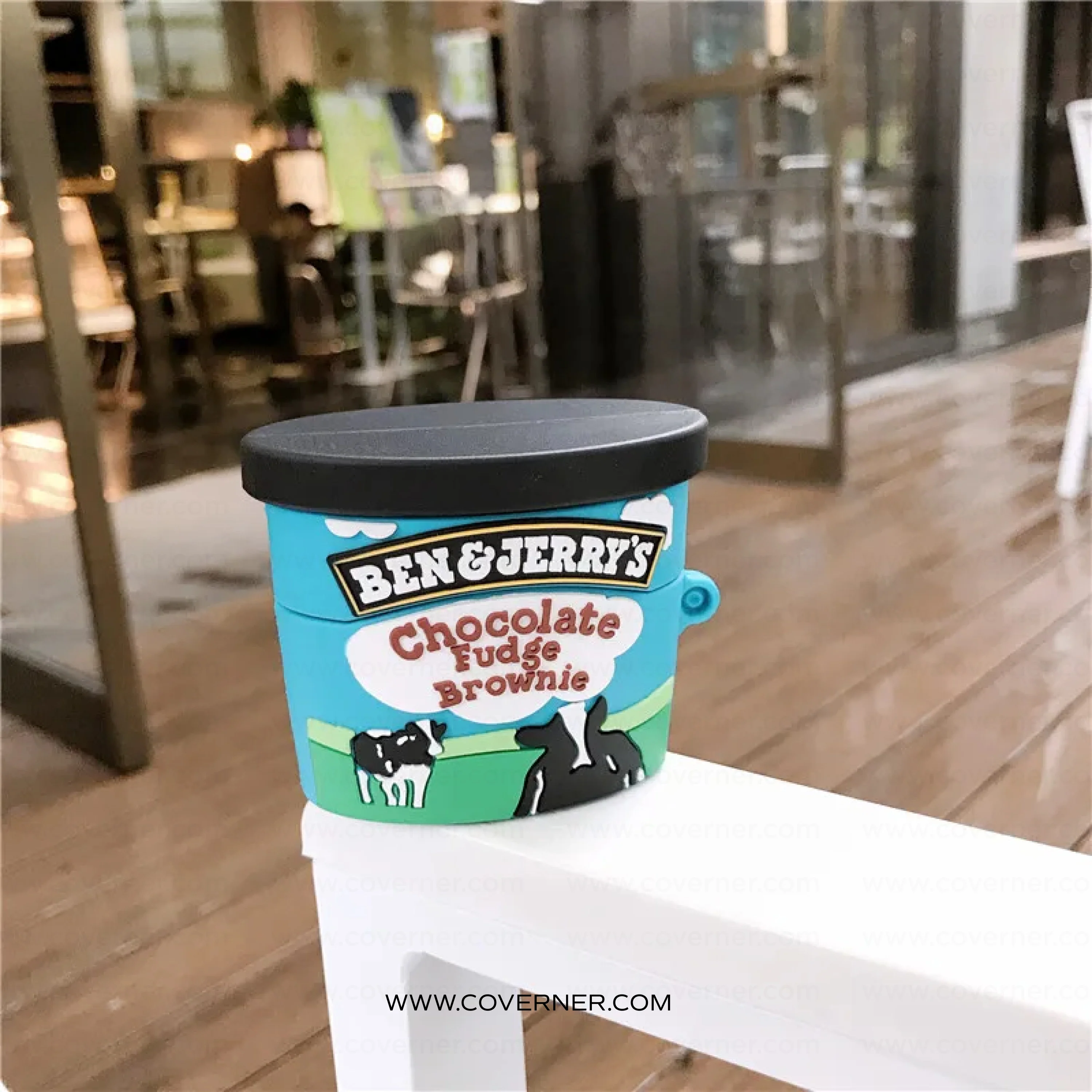 Fudge Brownie Ice Cream AirPods Case – Chocolate Box Style Silicone Cover with Hook by Coverner India - Image 4