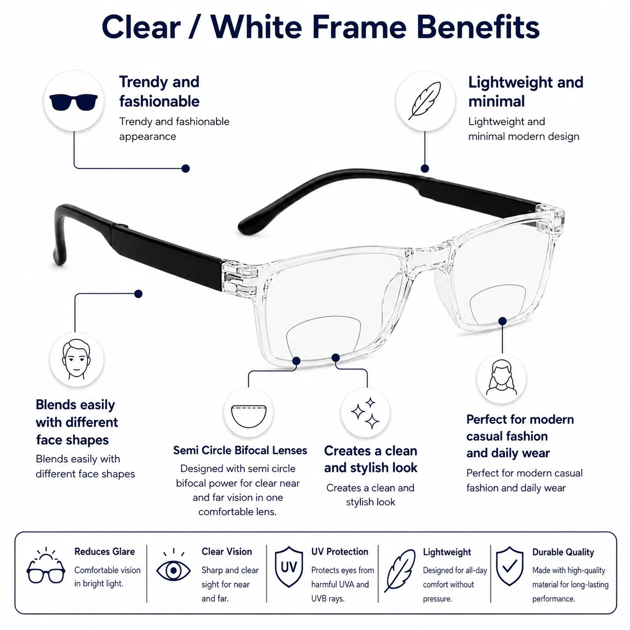 Full frame Foldbale Frame Flexible Intelligent Zoom Reading Glasses- 3FLBF - Image 8
