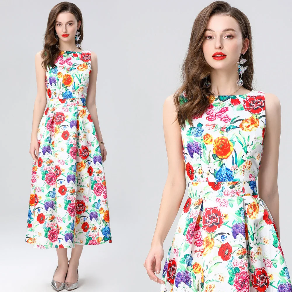 Gabriella Floral Dress-White