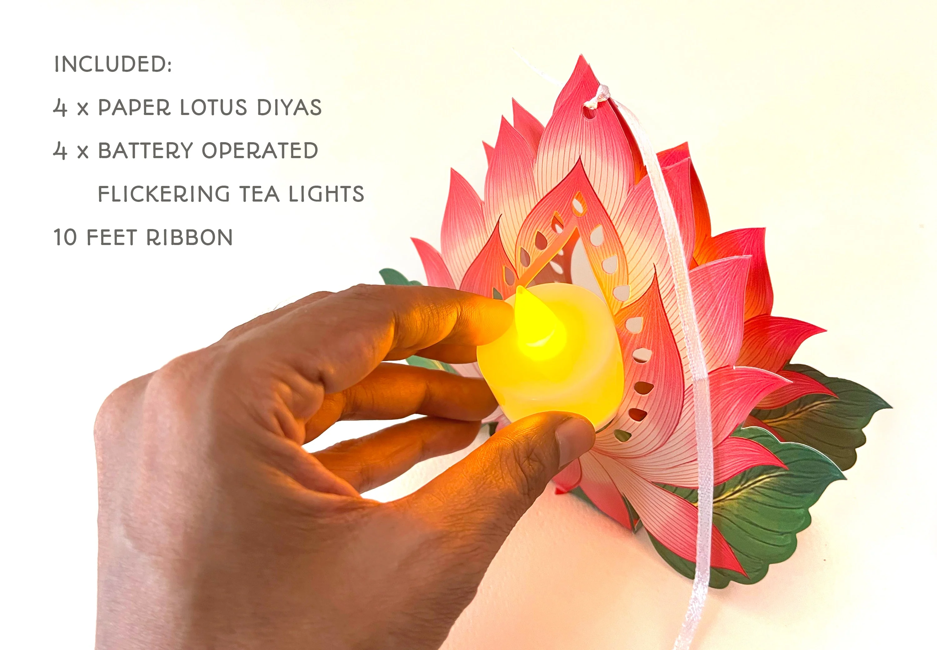 Ganpati Decor Combo Saver 11 - Big Ganesha + 18 Flowers leaves + 2 Banana Trees + 4 Lotus Diyas - Image 15