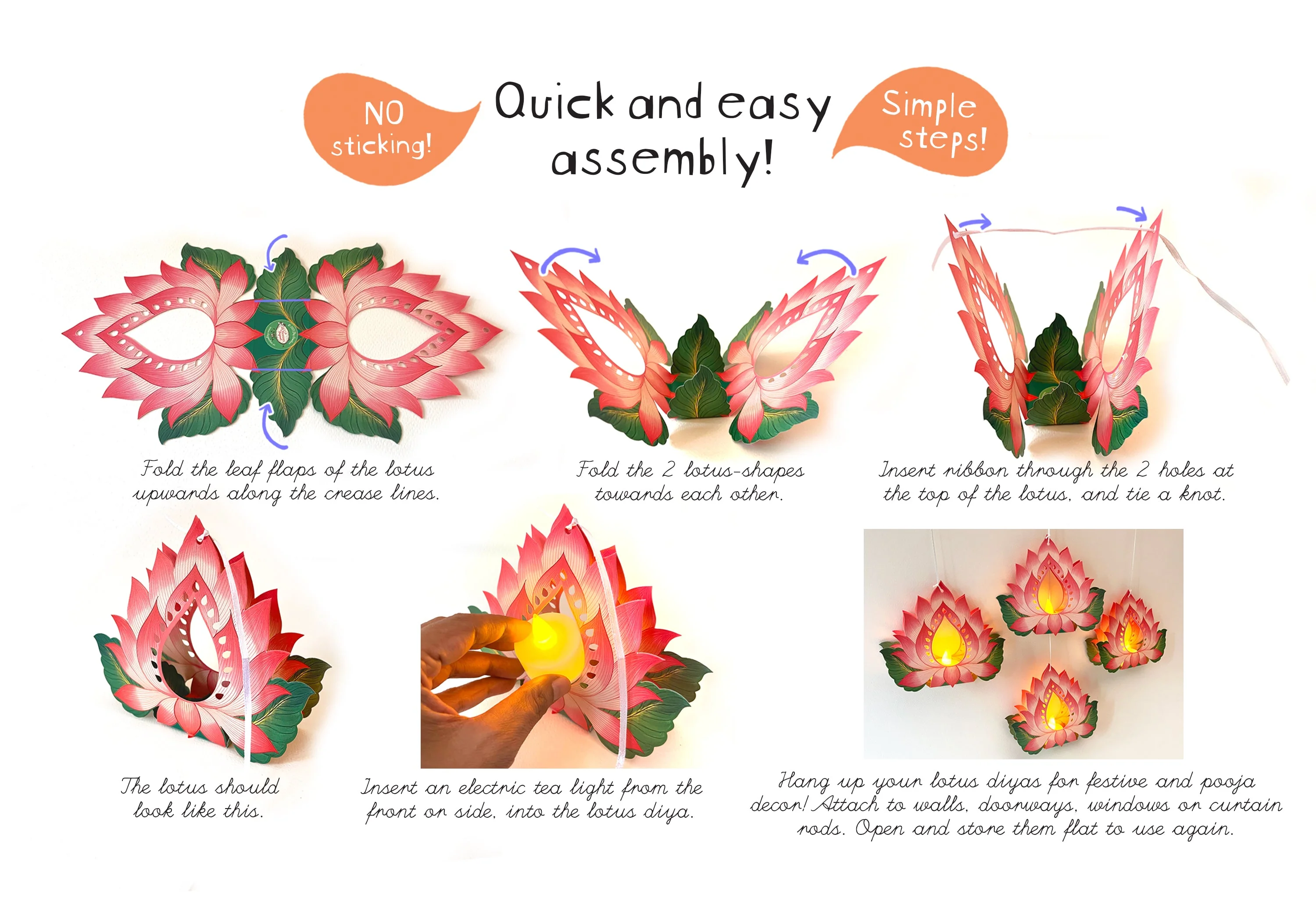 Ganpati Decor Combo Saver 11 - Big Ganesha + 18 Flowers leaves + 2 Banana Trees + 4 Lotus Diyas - Image 17