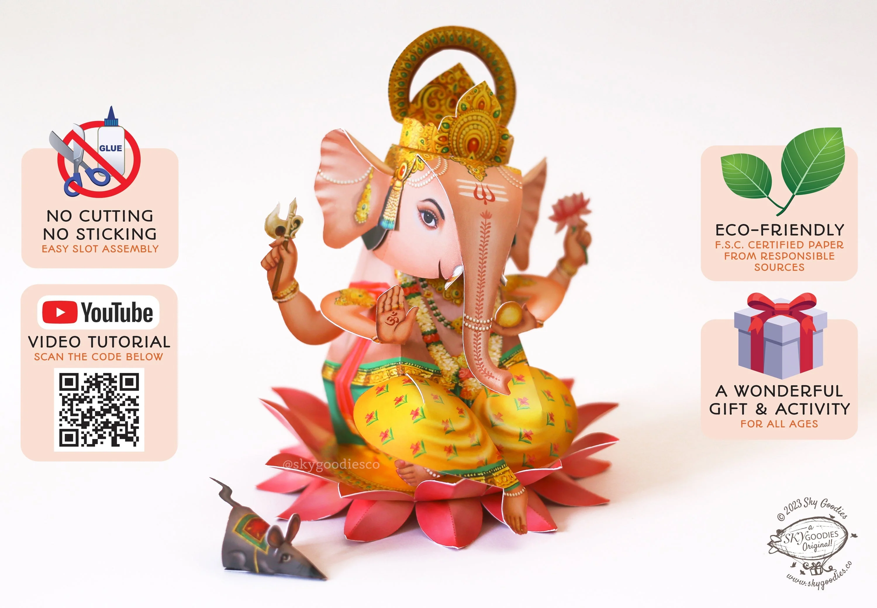 Ganpati Decor Combo Saver 2 - DIY Ganpati + 2 Flower Fairy Lights + 24 Butterflies - Image 4