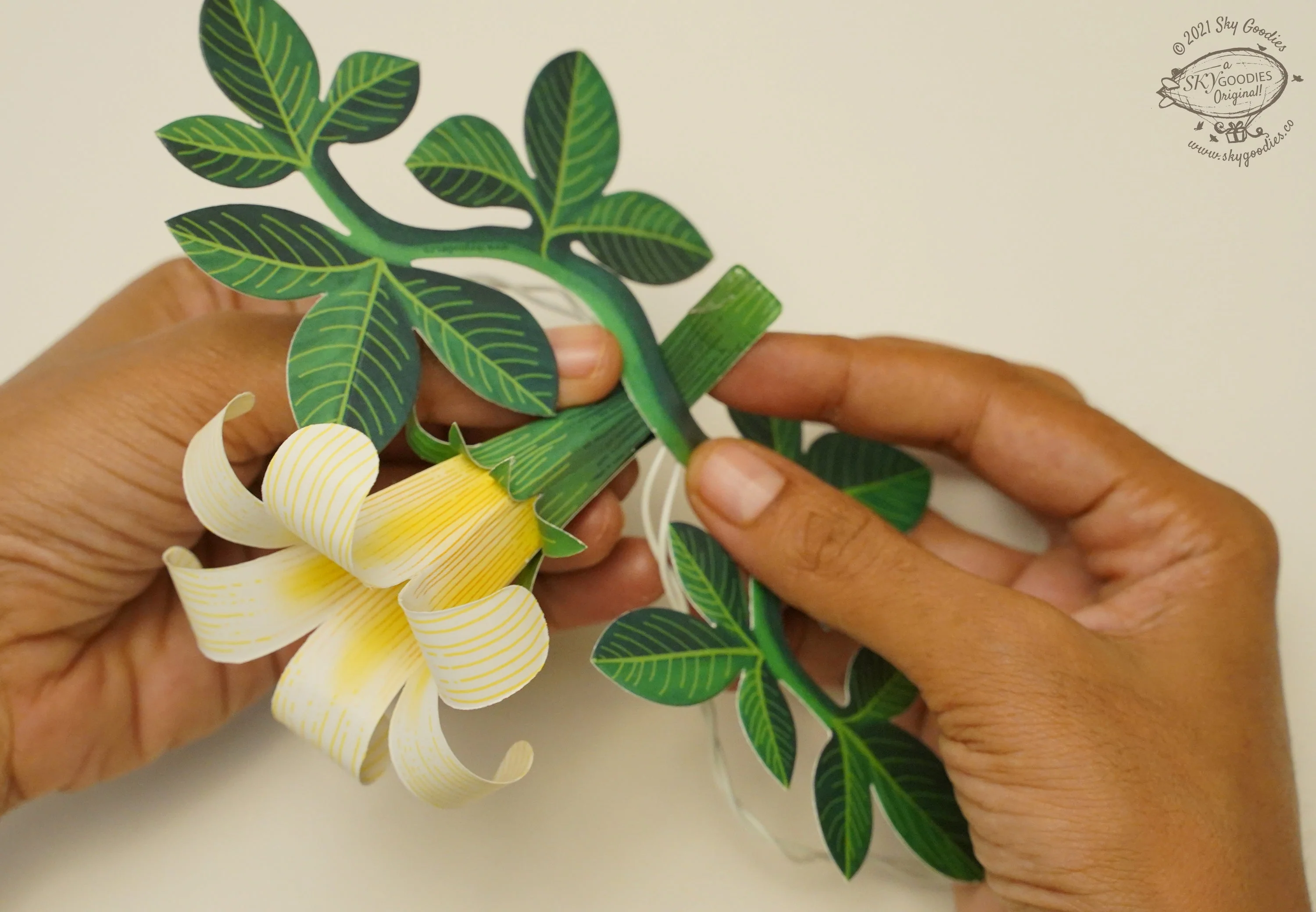 Ganpati Decor Combo Saver 3 - DIY Ganpati + White Flower Fairy Lights + 2 Banana Trees - Image 7