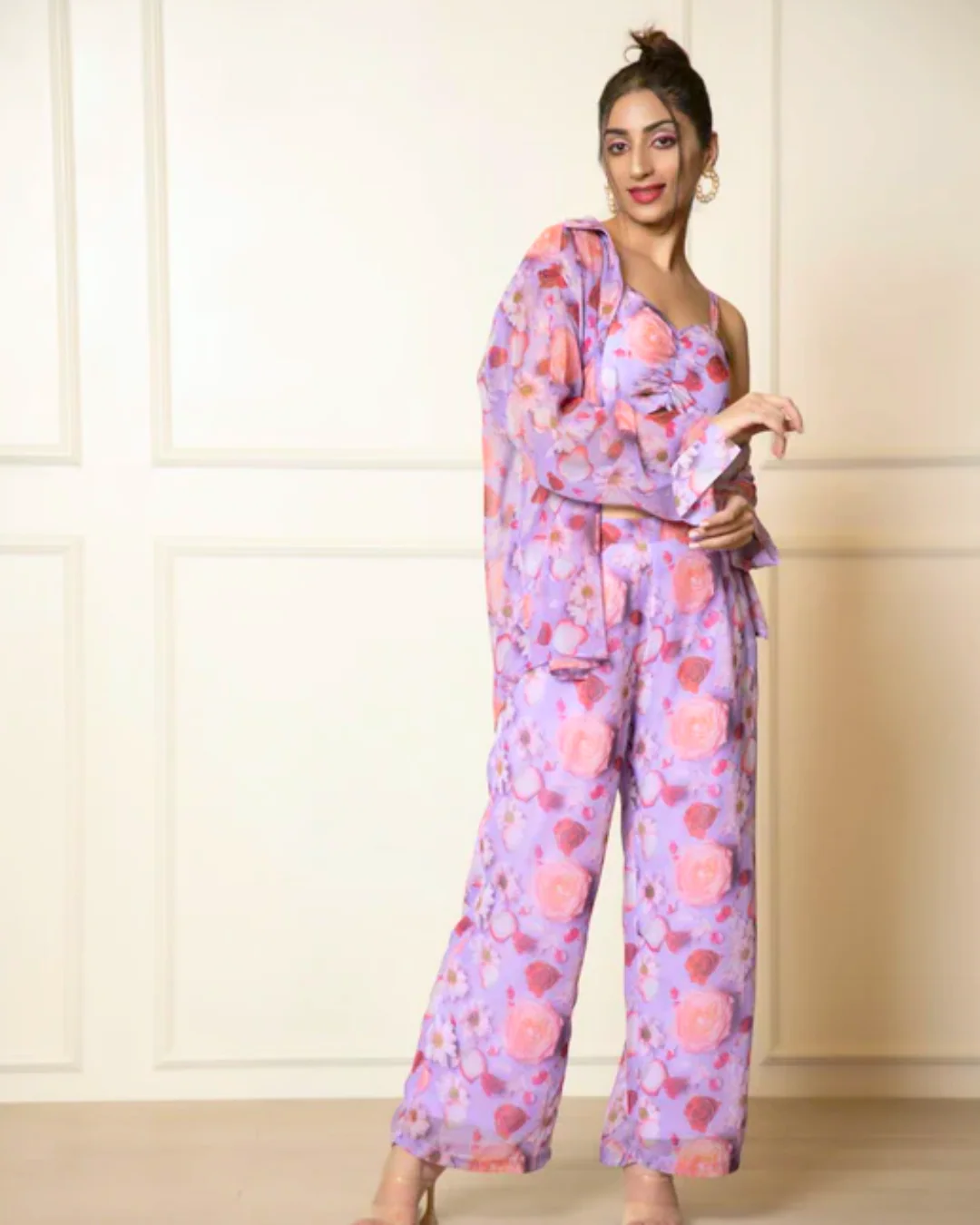 Georgette Printed 2 piece Shirt and Pant Coord Set - Image 12