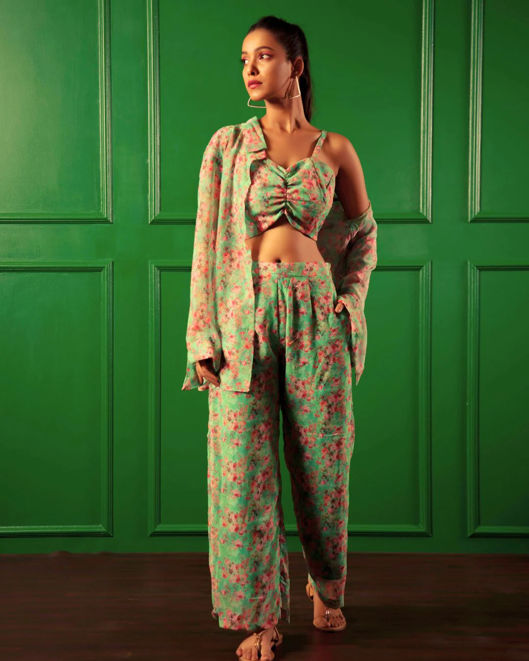 Georgette Printed 2 piece Shirt and Pant Coord Set - Image 2