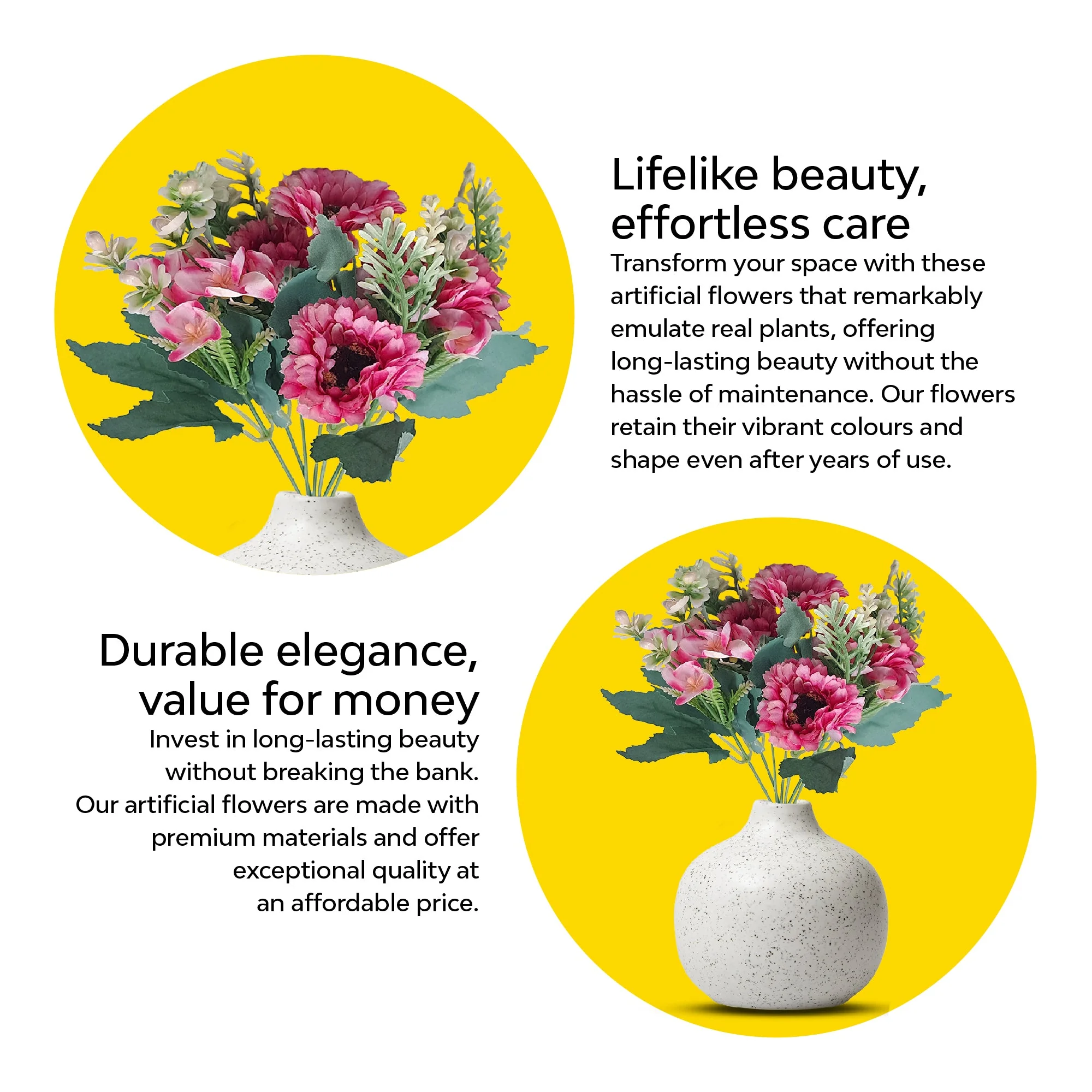 Gerberas And Fern Artificial Flowers - Image 3
