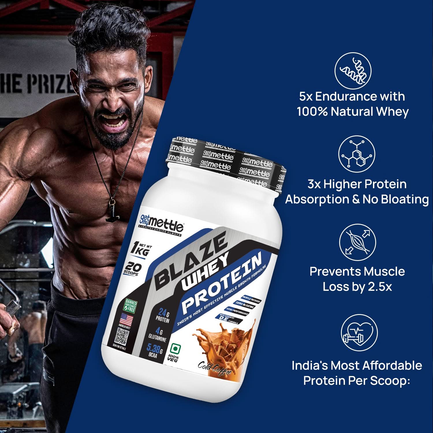 GetmyMettle Blaze Whey Protein 1 Kg - Image 3
