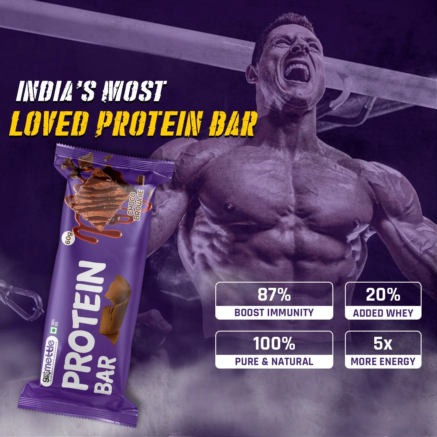 GetMyMettle Choco Brownie Protein Bar Pack of 1 - Image 2