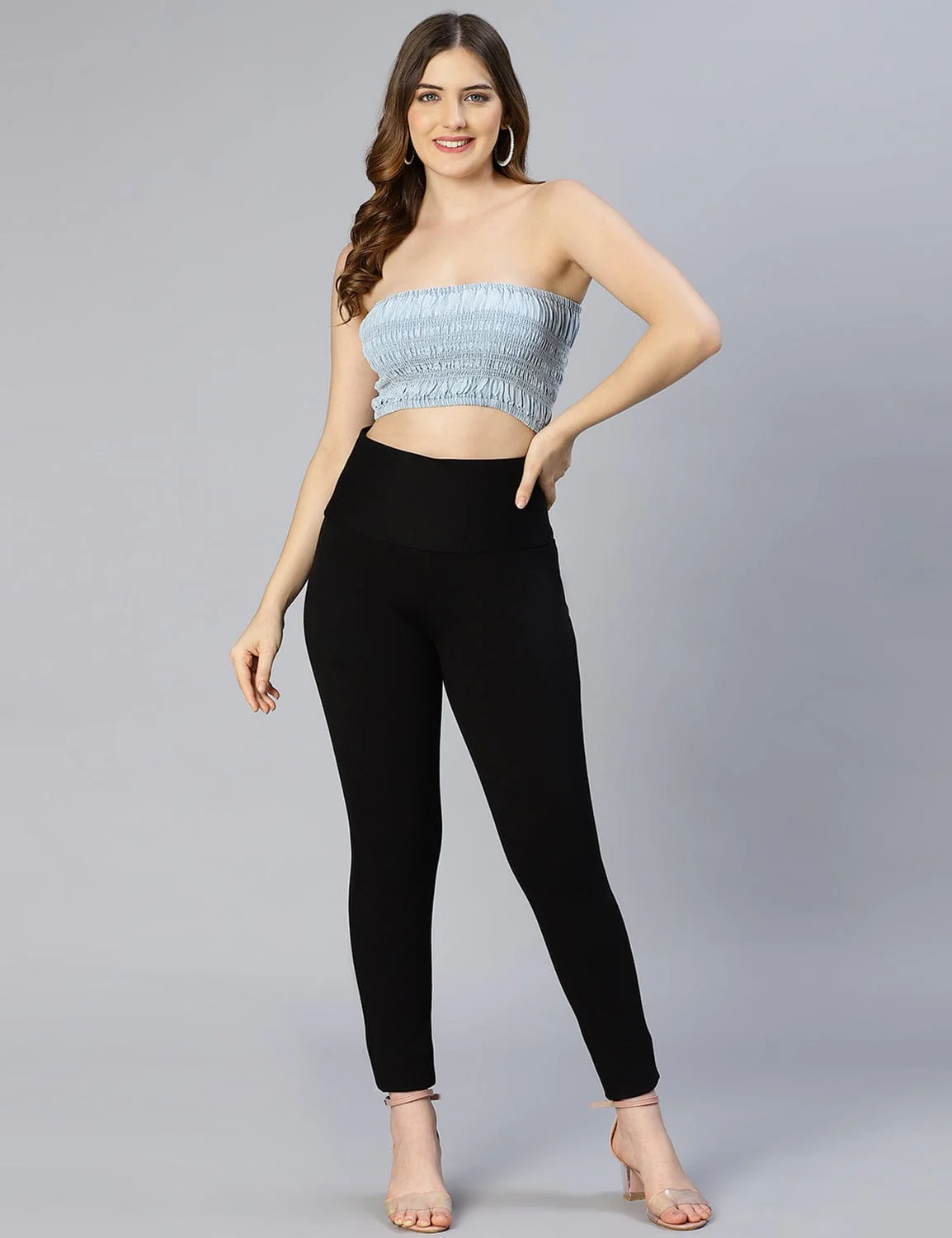 Glacial Light Blue Smocked Women Tube Top - Image 6
