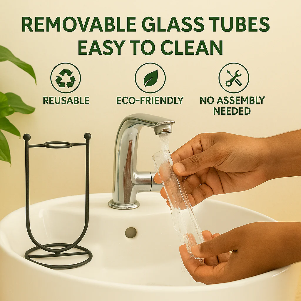 Glass Test Tube Hydroponics Planter with Metal Frame - Image 6
