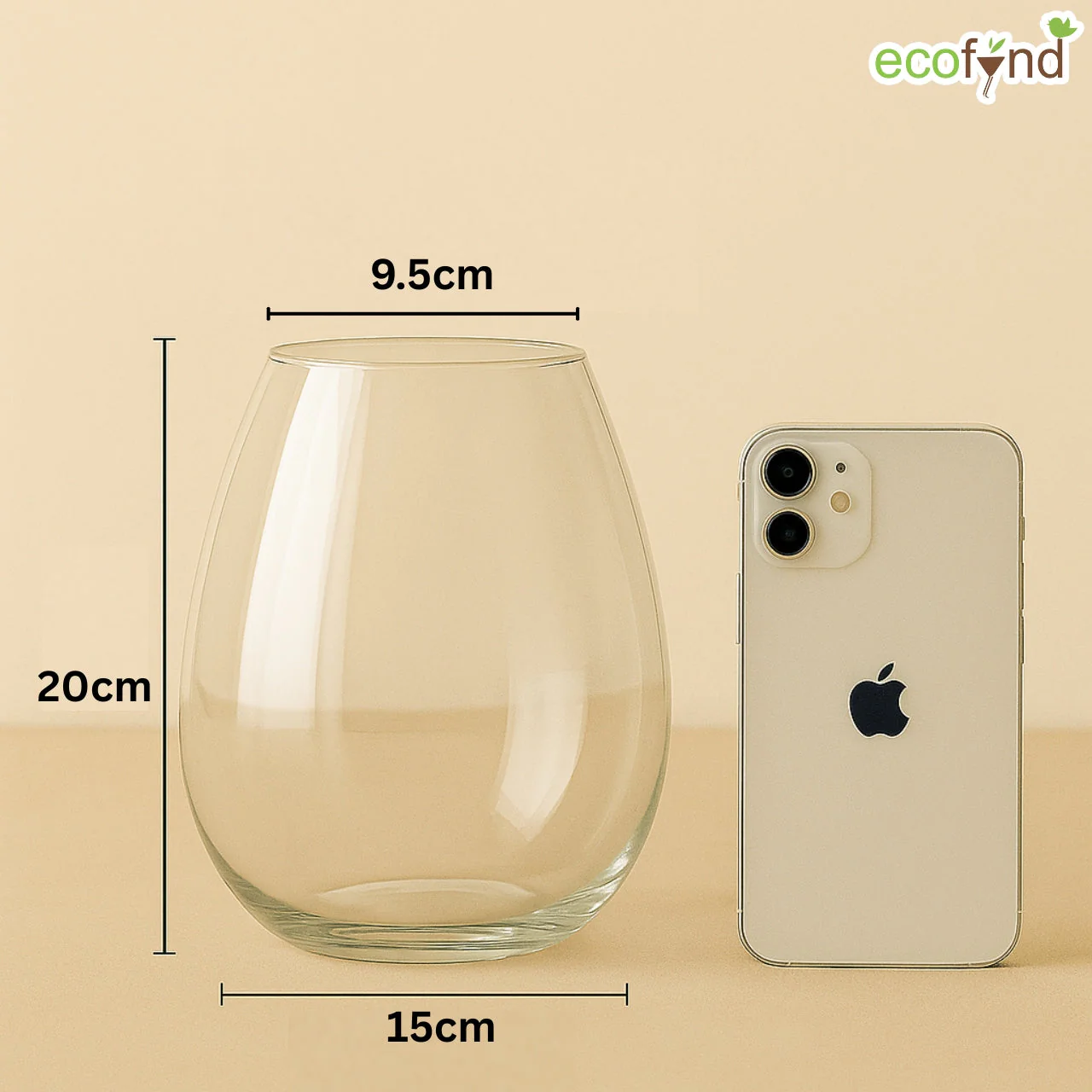 Glass Vase for Flowers & Décor – Clear Oval Shape | White - Image 2