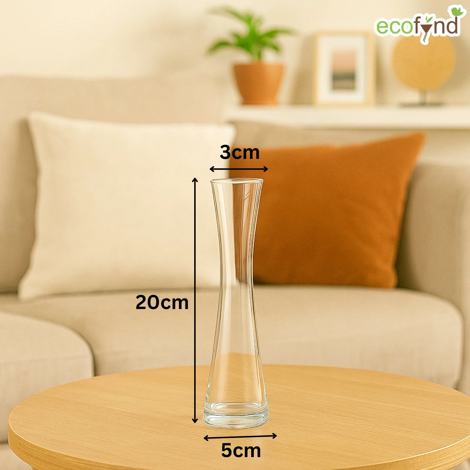 Glass Vase for Flowers & Décor – Cylindrical Slim | Clear - Image 2