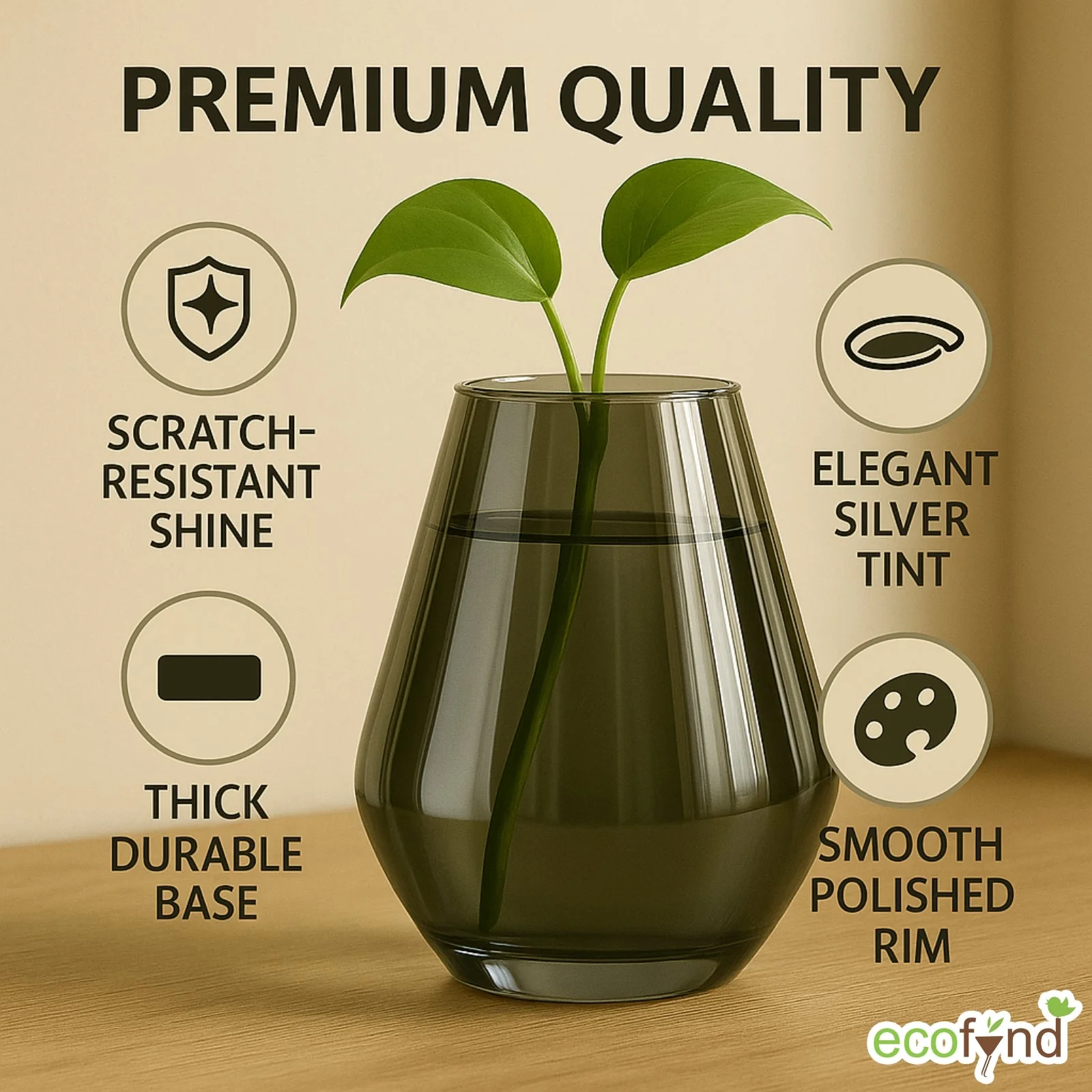 Glass Vase for Flowers & Décor – Diamond Shaped | Clear Gray - Image 4