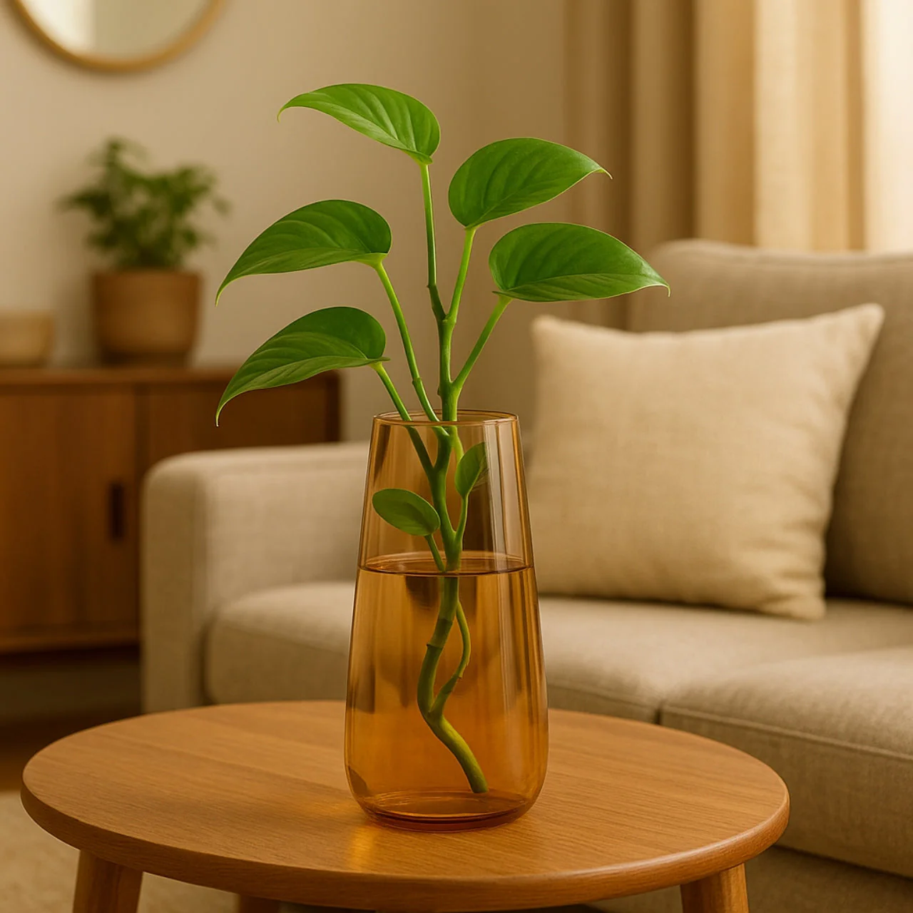 Glass Vase for Flowers & Décor – Hourglass Shaped | Golden Tint