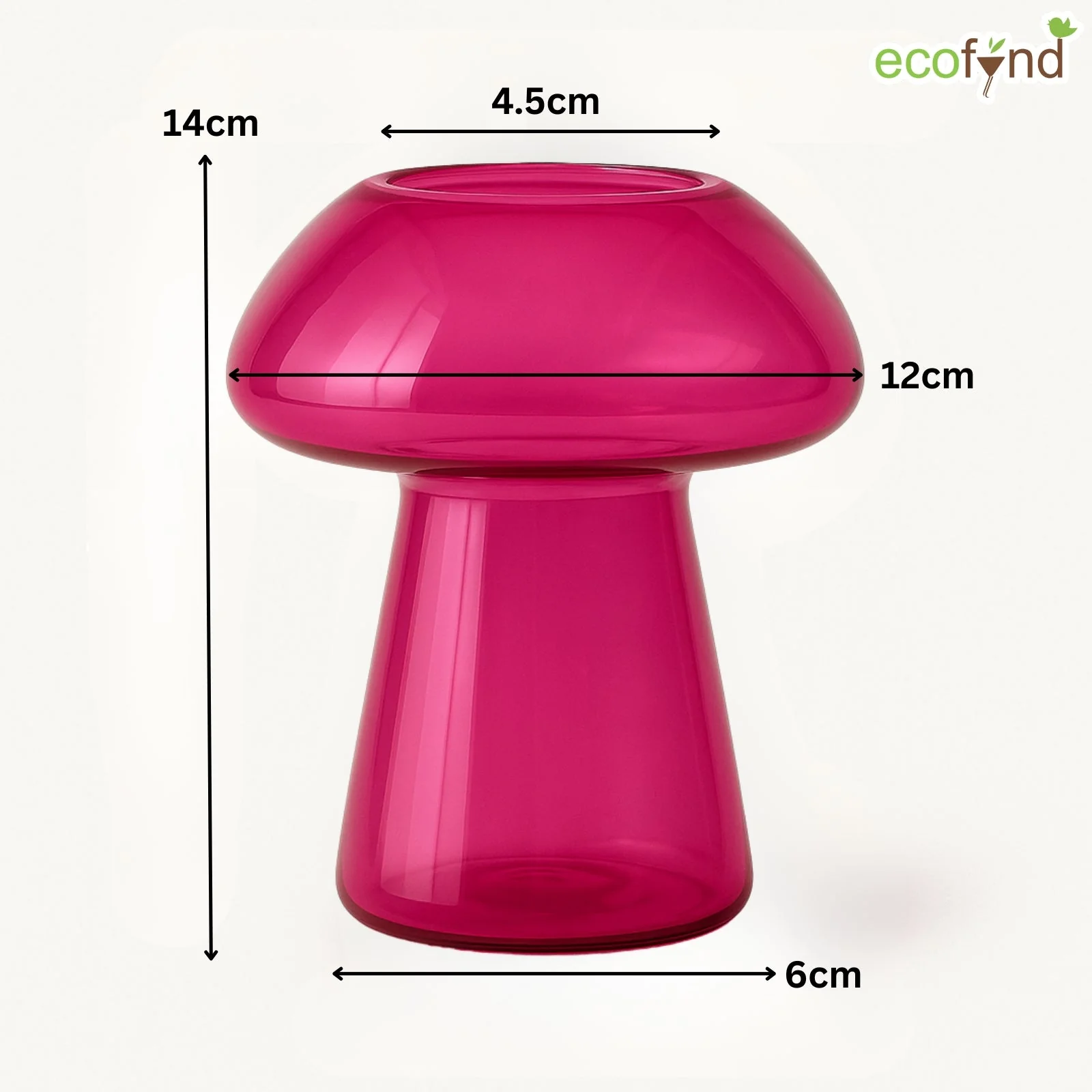 Glass Vase for Flowers & Décor – Mushroom Shaped | Pink - Image 2