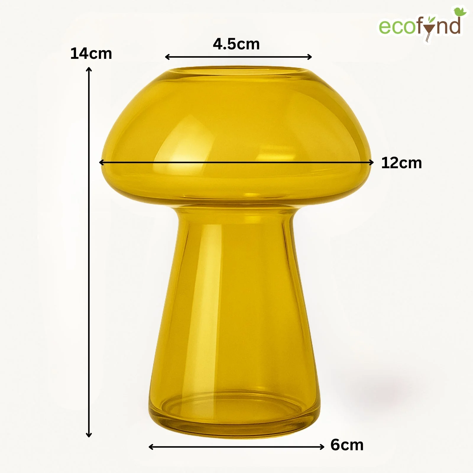 Glass Vase for Flowers & Décor – Mushroom Shaped | Yellow - Image 2