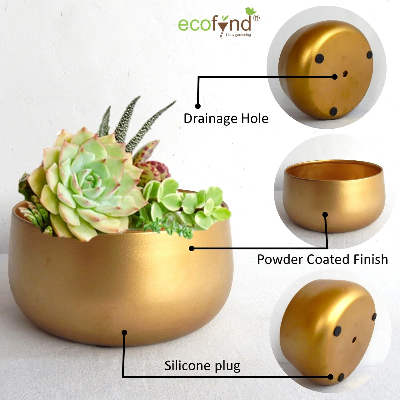 Gleam & Green: Zoe Gold Metal Pot by Ecofynd - Image 4