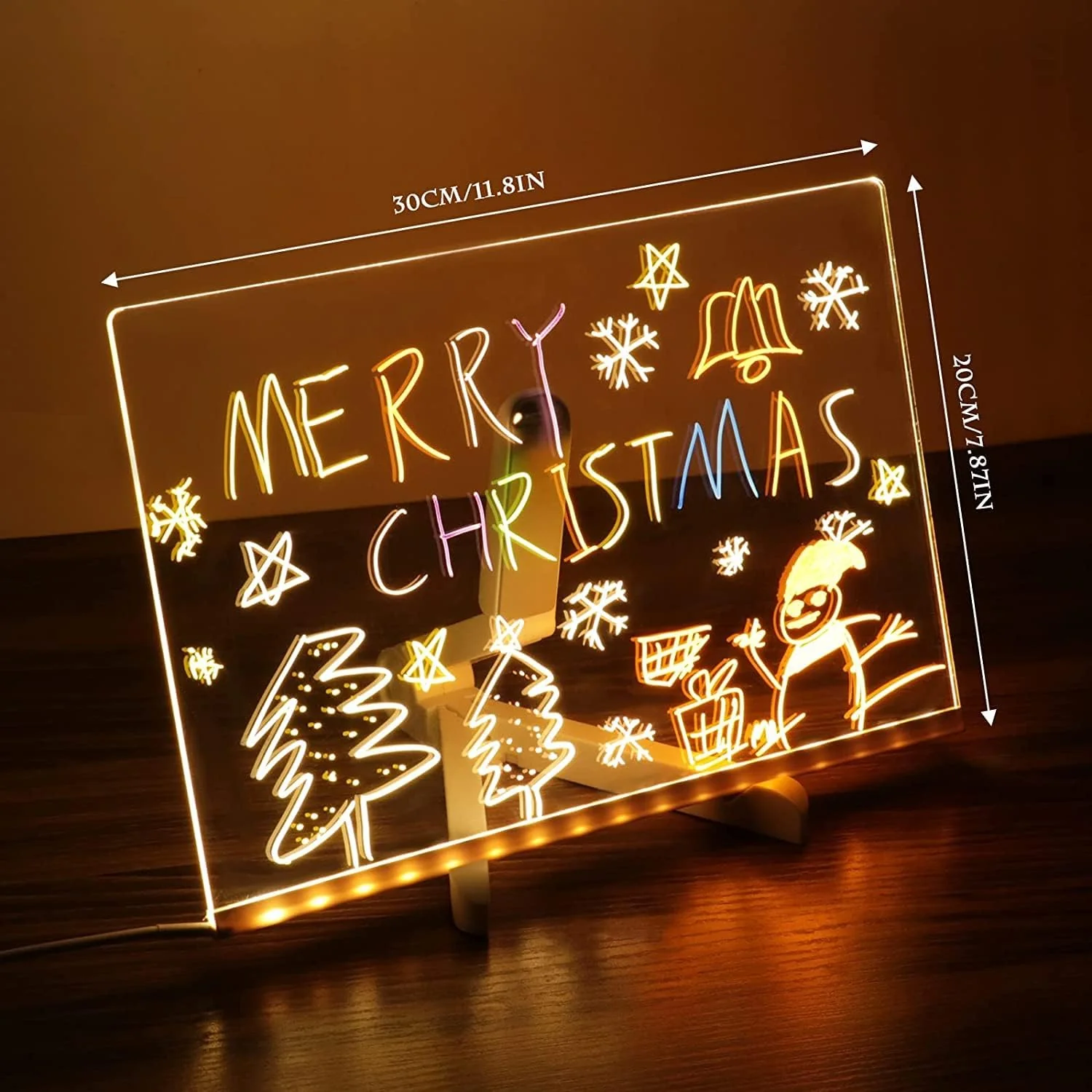Gleam: LED Message Sketch Board & Night Lamp with Acrylic Dry Erase Surface, Stand & 13 Glow Pens for Home, Office & Gifting - Image 8