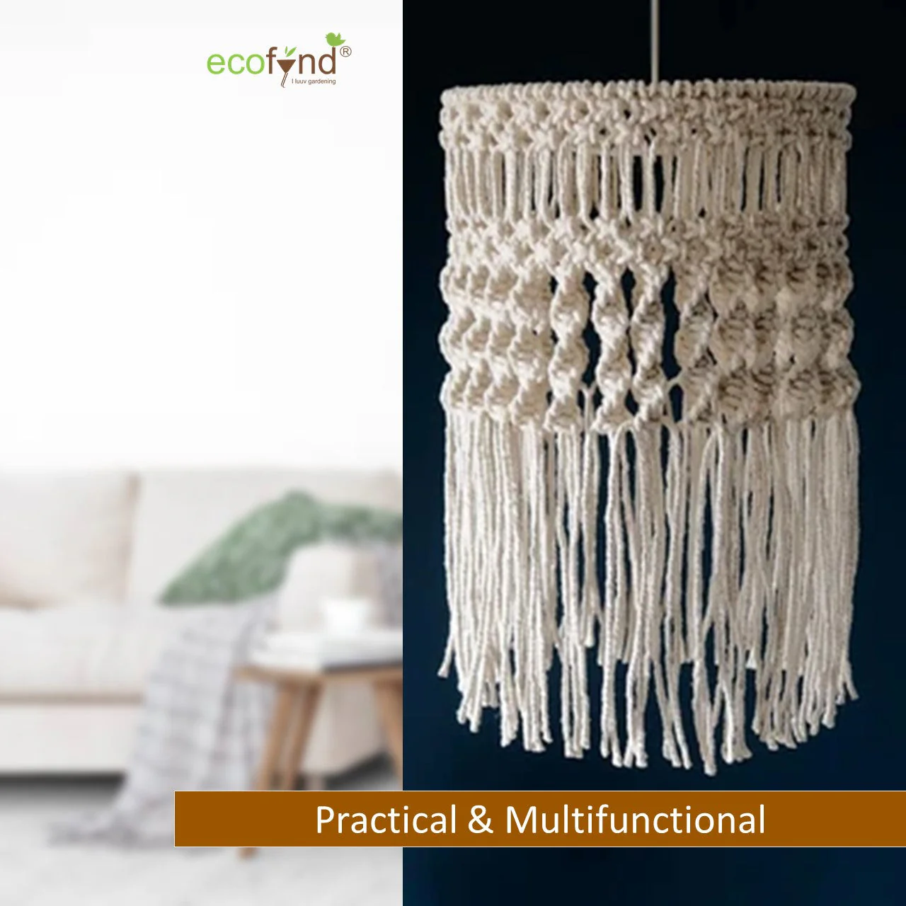 Glow & Flow – Boho Macrame Lampshade by Ecofynd - Image 7