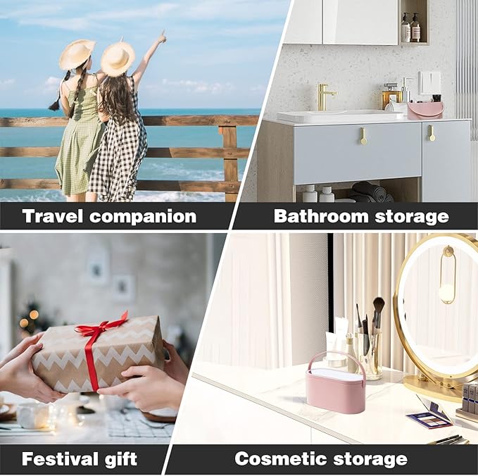 GlowPort: Cosmetic Organiser Box Makeup Storage Case with Detachable LED Mirror & Handle, Portable Vanity Case (USB-C Charging) - Image 3
