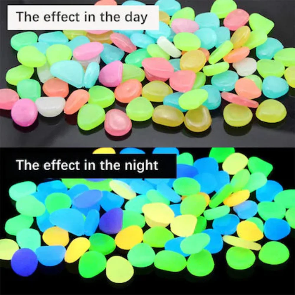GlowRock: Glow-in-the-Dark Pebble Set for Balcony, Garden, Aquarium & Magical Ambience (Pack of 100) - Image 7