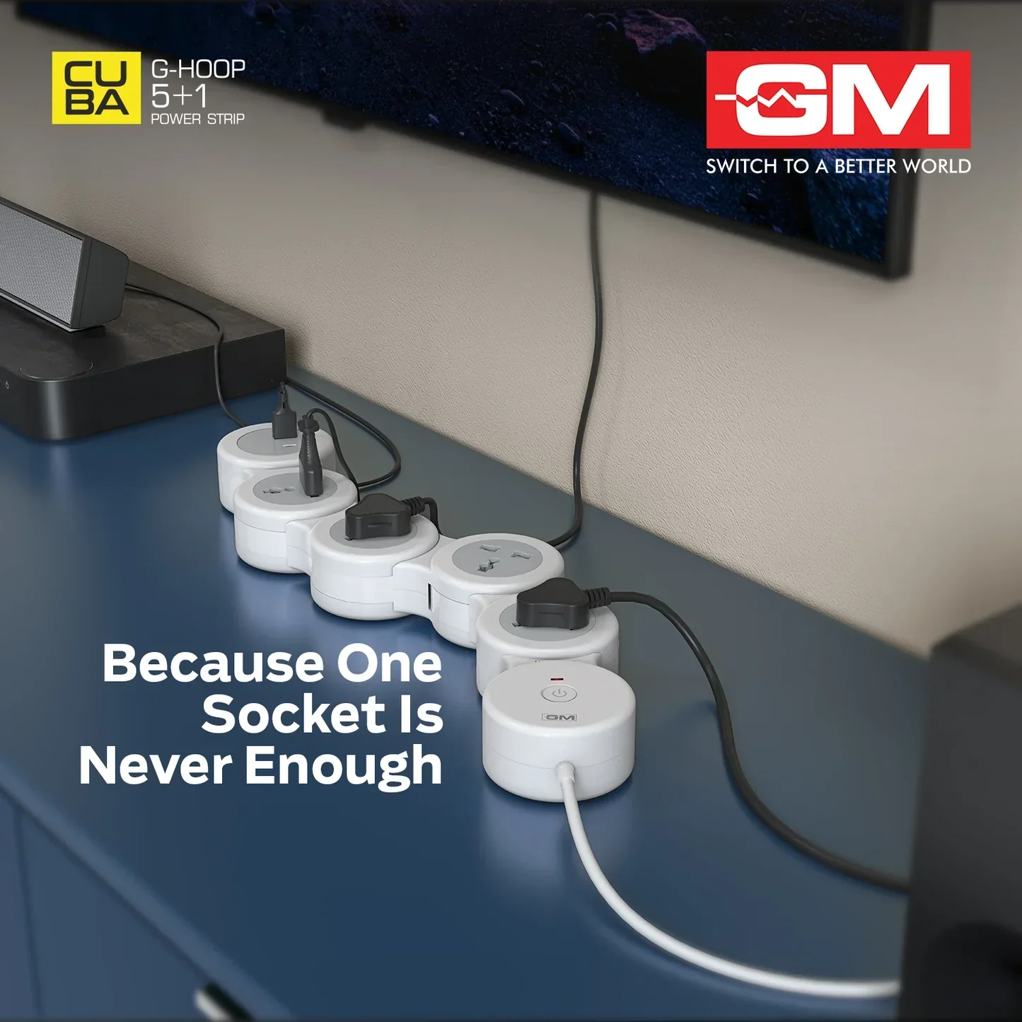 GM GHoop 5 Plus 1 Spike Guard Power Extension Strip - With Type C and Type A - Image 3