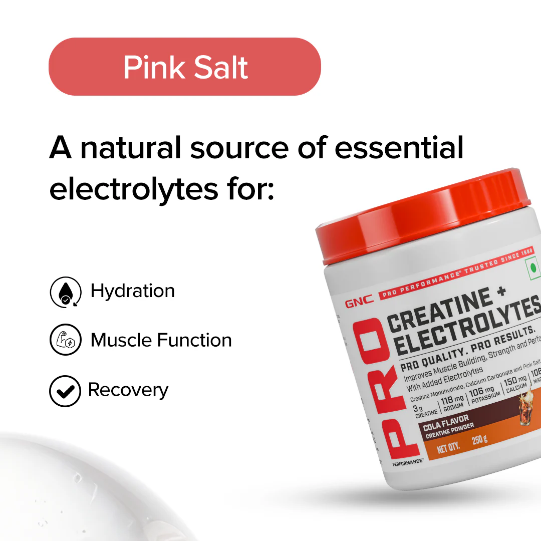 GNC Creatine+ Electrolytes | 3g Creatine Monohydrate + Sodium, Potassium, Calcium, Magnesium | Boosts Muscle Growth, Hydration, Energy & Recovery | Zero Sugar | 100% Veg | 100g | Cola - Image 9