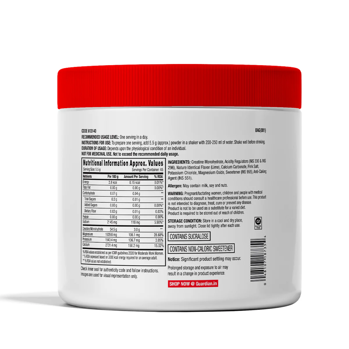 GNC Creatine+ Electrolytes | 3g Creatine Monohydrate + Sodium, Potassium, Calcium, Magnesium | Boosts Muscle Growth, Hydration, Energy & Recovery | Zero Sugar | 100% Veg | 250g | Lemon - Image 2