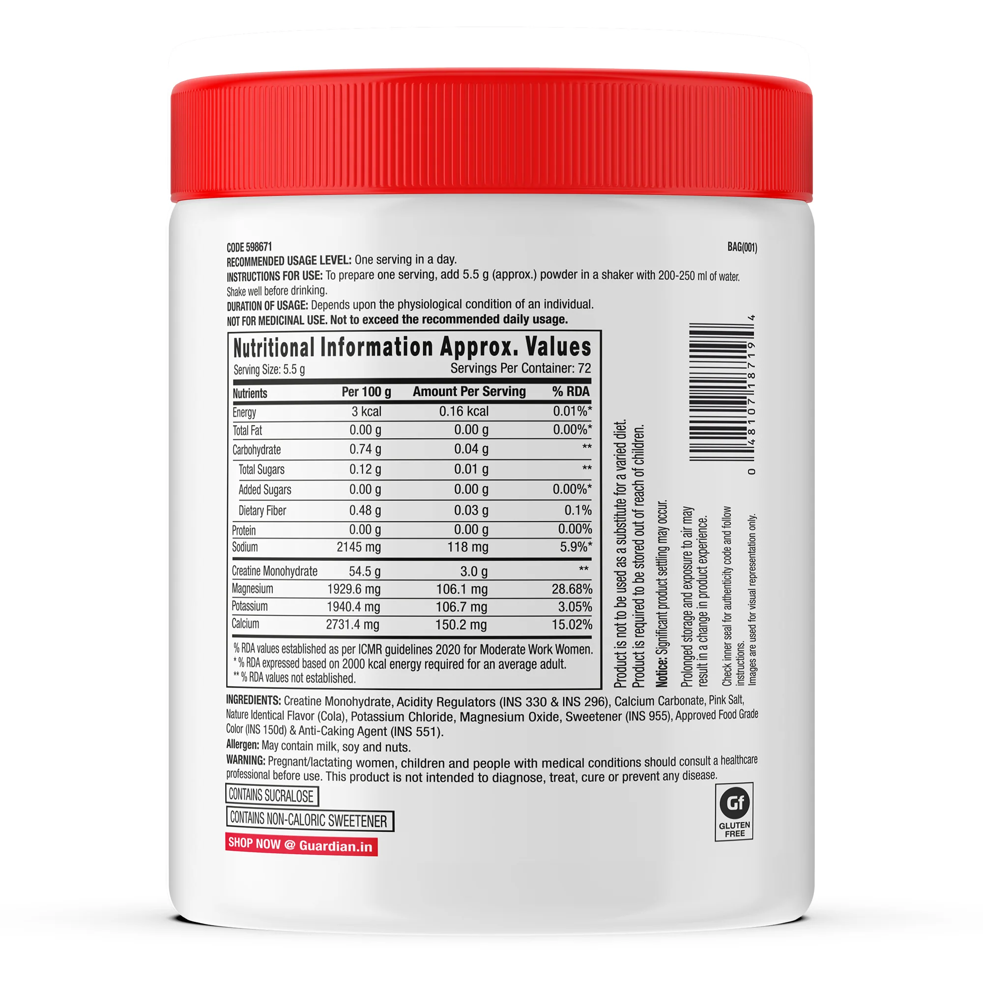 GNC Creatine+ Electrolytes | 3g Creatine Monohydrate + Sodium, Potassium, Calcium, Magnesium | Boosts Muscle Growth, Hydration, Energy & Recovery | Zero Sugar | 100% Veg | 400g | Cola - Image 2