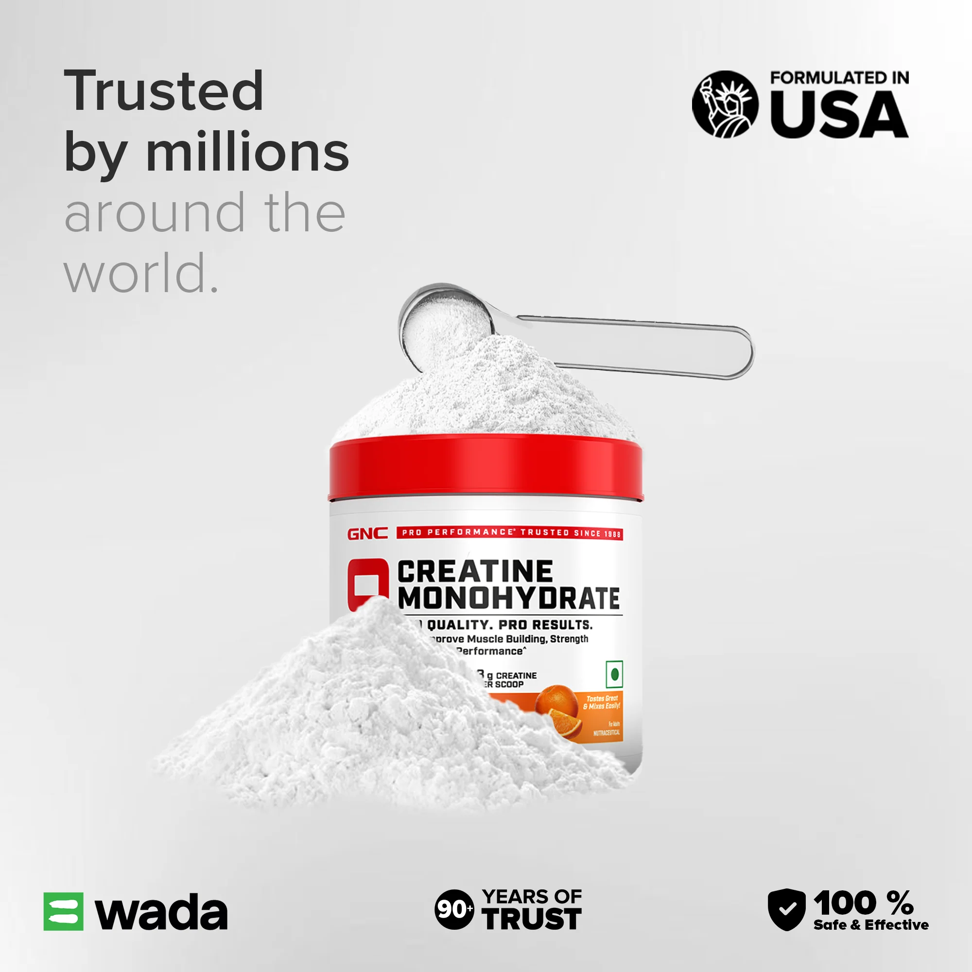 GNC Creatine Monohydrate With Steel Shaker (750ml)| 100gm | Orange | Boosts Athletic Performance | Fuels Skeletal Muscles | Supports Intense Workout | Promotes Cellular Hydration |Formulated In USA - Image 3