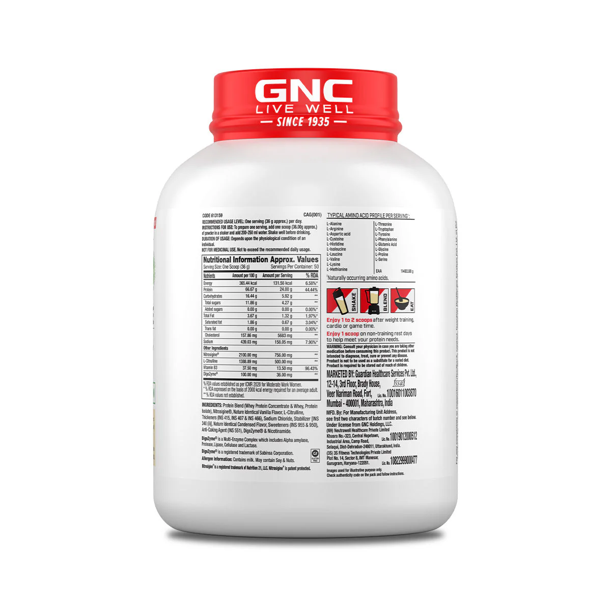 GNC PP 100% WHEY NITRO SURGE VANILLA POWDER 4LBS 1.81KG - Image 12
