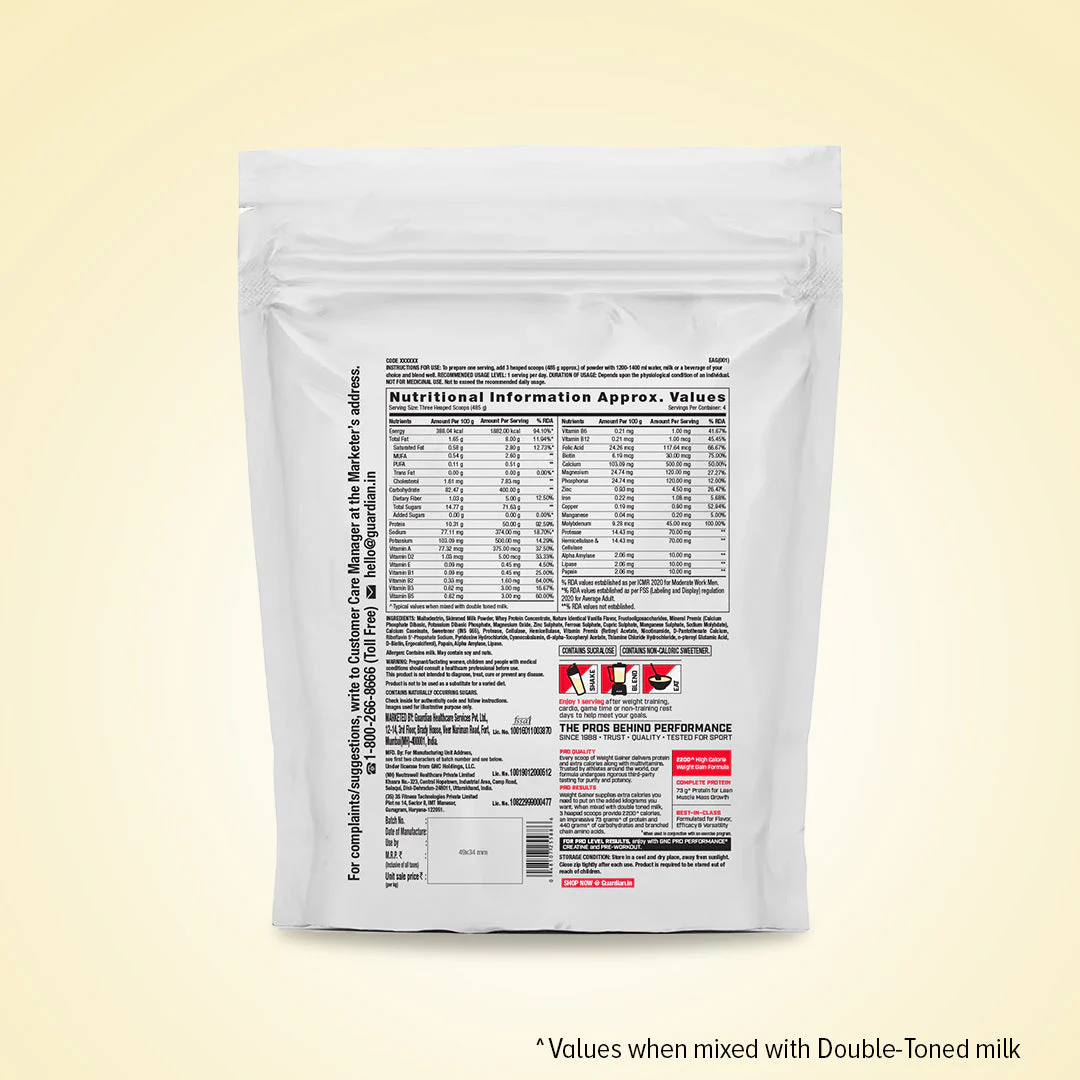 GNC PP WEIGHT GAINER VANILLA 2KG - Image 2