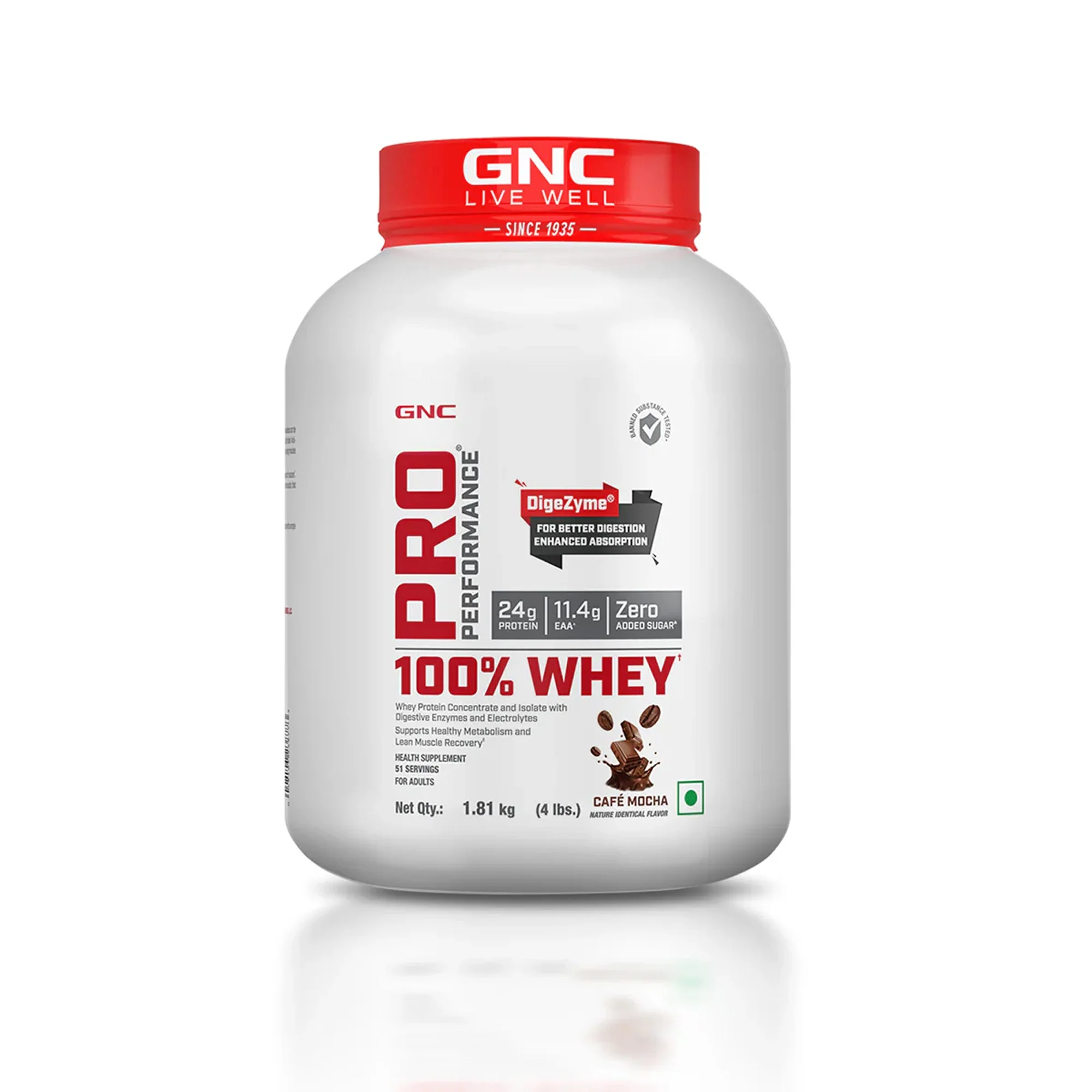 GNC Pro Performance 100% Whey Cafe Mocha+ Creatine Monohydrate Combo - Builds Lean Muscles | Promotes Faster Recovery | Boosts Athletic Performance | Hydrates Muscle Cells | 4lbs / 250gm Combo - Image 2