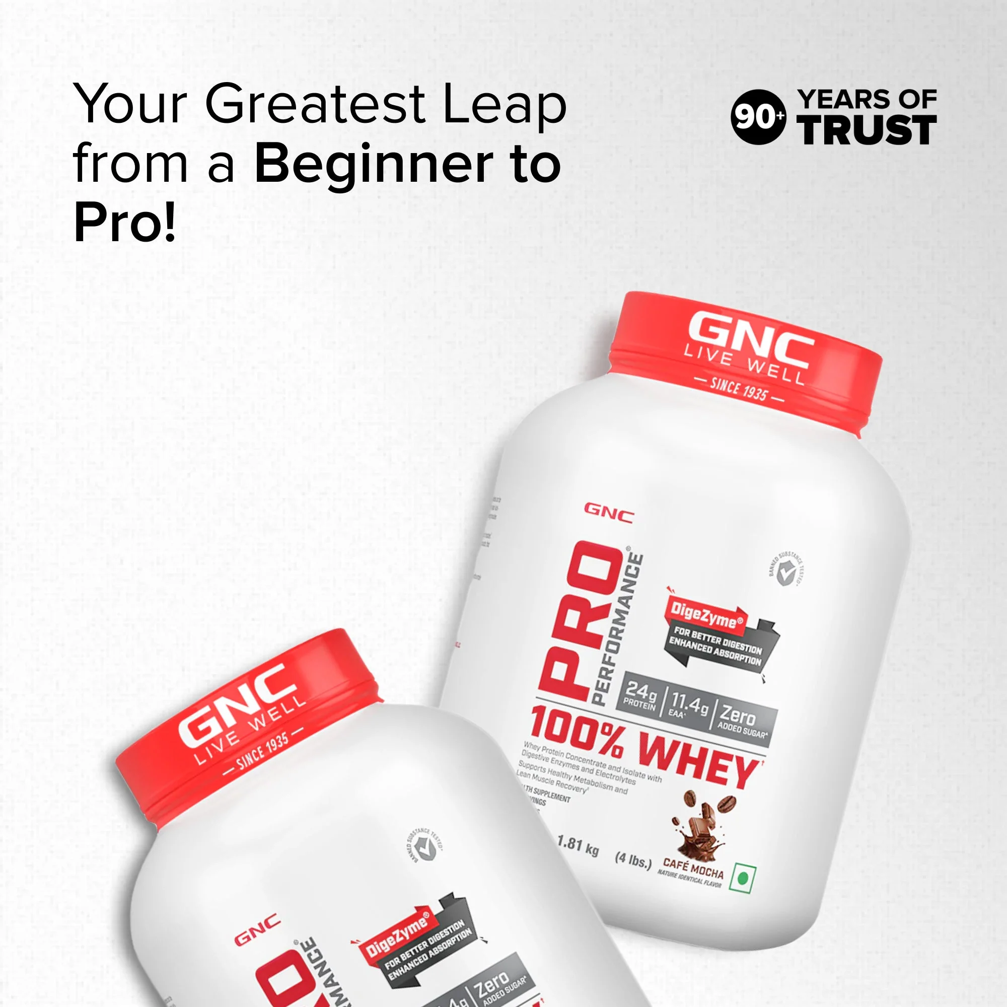 GNC Pro Performance 100% Whey Cafe Mocha+ Creatine Monohydrate Combo - Builds Lean Muscles | Promotes Faster Recovery | Boosts Athletic Performance | Hydrates Muscle Cells | 4lbs / 250gm Combo - Image 4